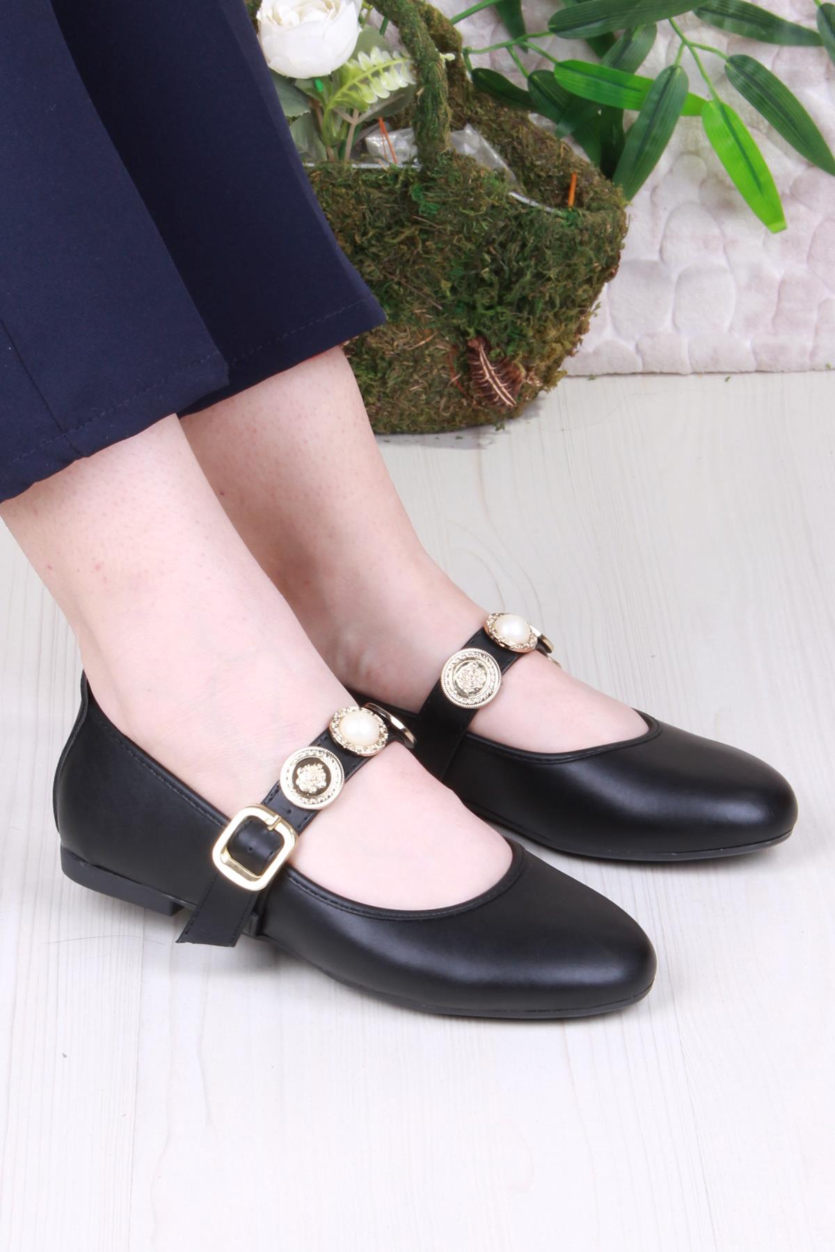 01-633 Soft Toka Detaylı Şık Ev İş Ofis Rahat Günlük Ayakkabı Kadın Babet - Görsel 2