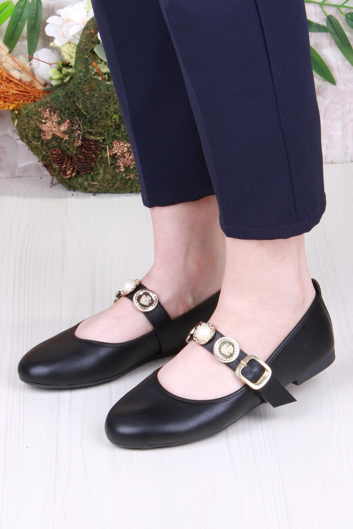 01-633 Soft Toka Detaylı Şık Ev İş Ofis Rahat Günlük Ayakkabı Kadın Babet - Görsel 3
