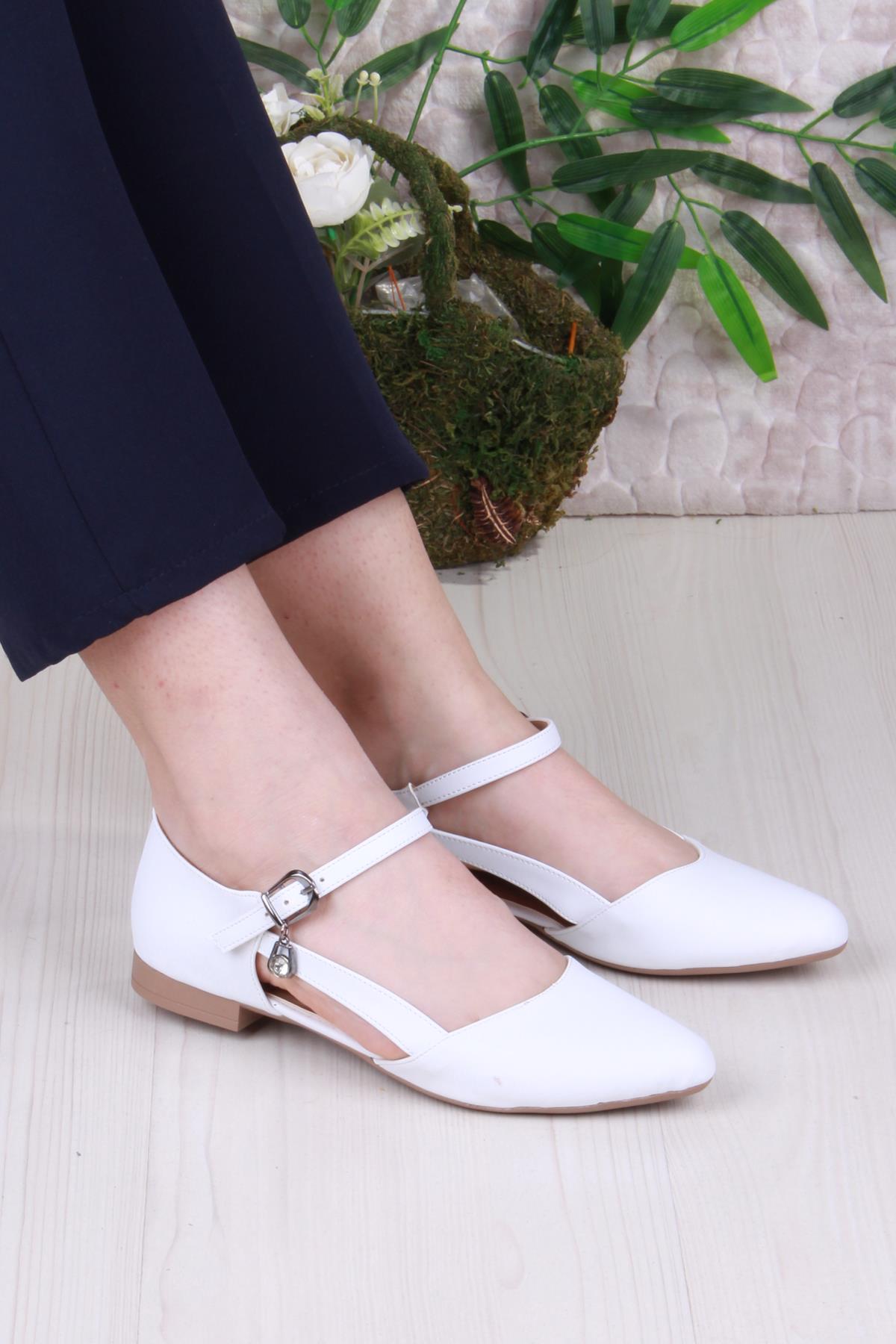 01-634 Soft Toka Detaylı Şık Ev İş Ofis Rahat Günlük Ayakkabı Kadın Babet - Görsel 2