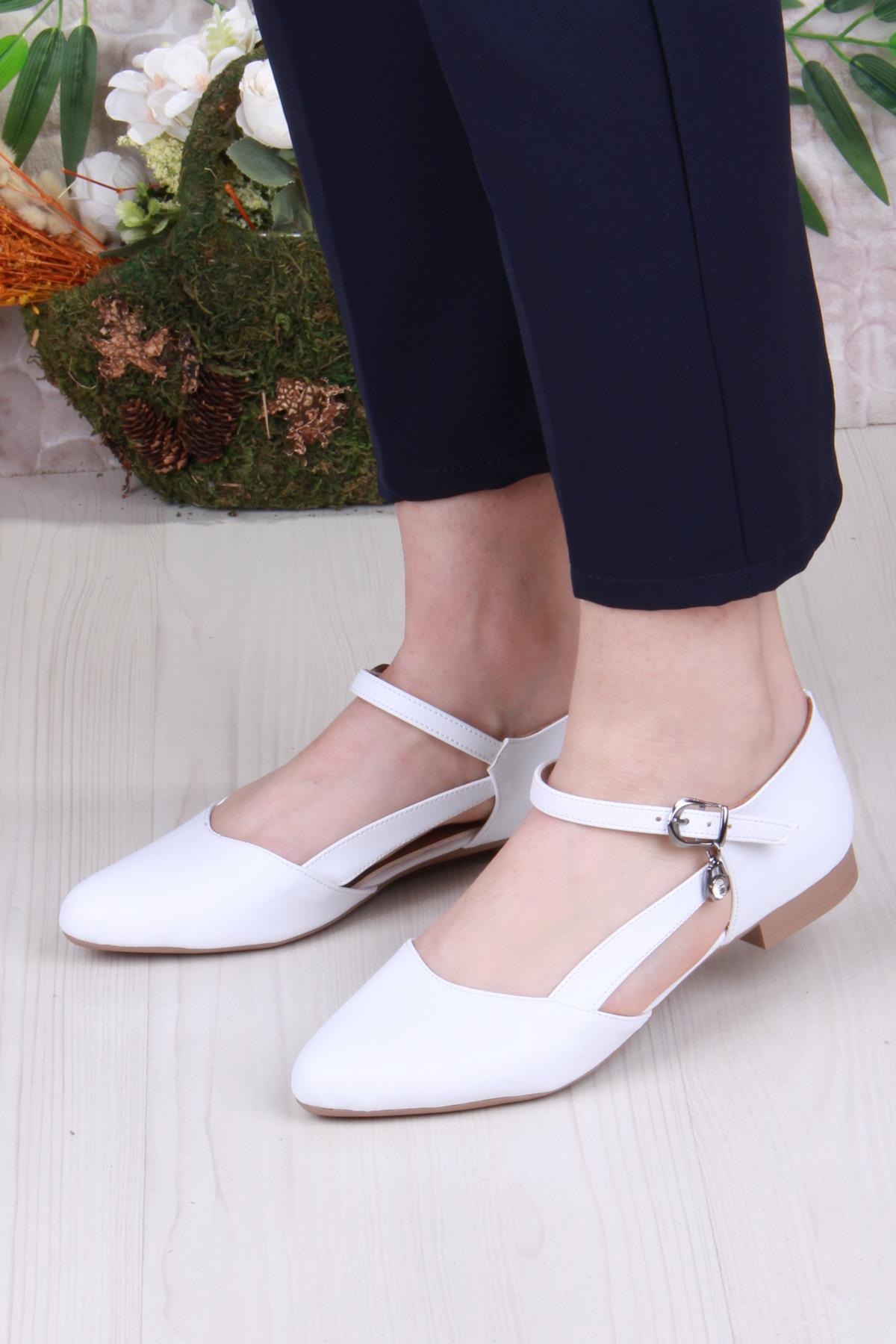 01-634 Soft Toka Detaylı Şık Ev İş Ofis Rahat Günlük Ayakkabı Kadın Babet - Görsel 3