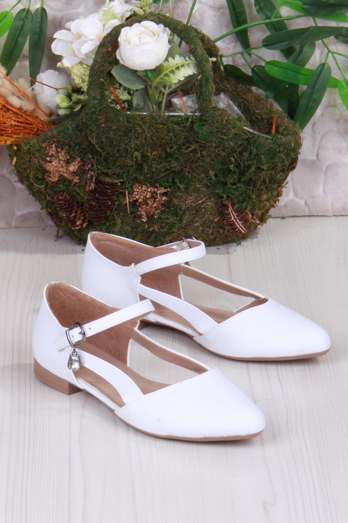 01-634 Soft Toka Detaylı Şık Ev İş Ofis Rahat Günlük Ayakkabı Kadın Babet - Görsel 4