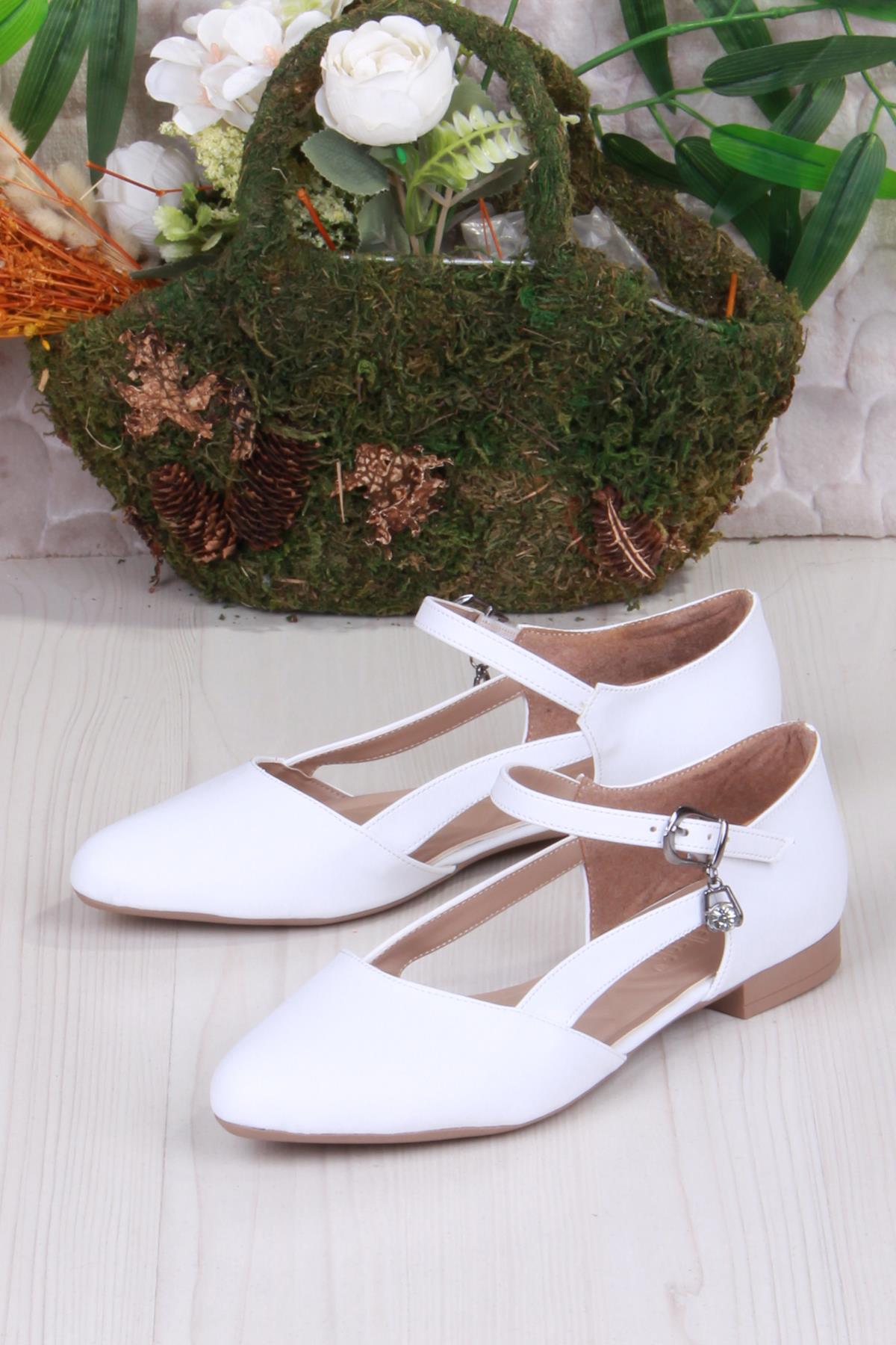 01-634 Soft Toka Detaylı Şık Ev İş Ofis Rahat Günlük Ayakkabı Kadın Babet - Görsel 5