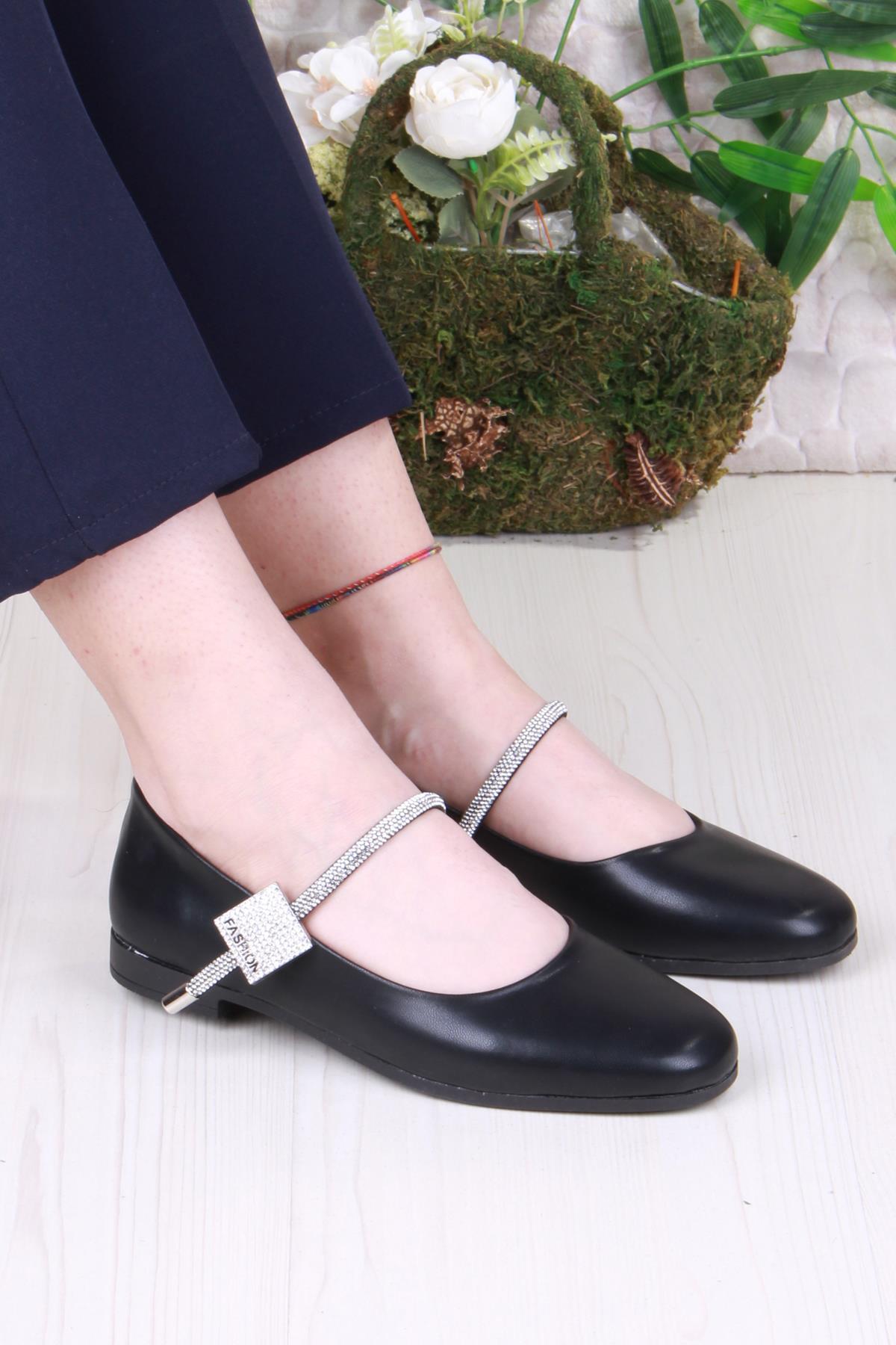 01-625 Soft Taş Toka Detaylı Rahat Kadın Babet - Görsel 2