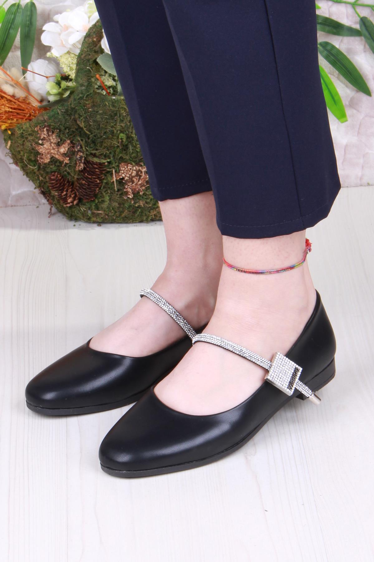 01-625 Soft Taş Toka Detaylı Rahat Kadın Babet - Görsel 3