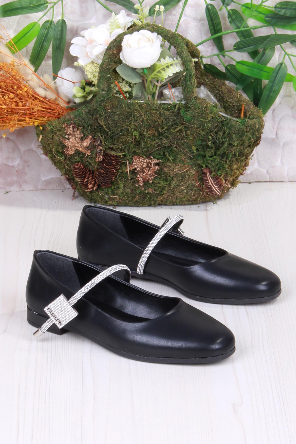 01-625 Soft Taş Toka Detaylı Rahat Kadın Babet - Görsel 4