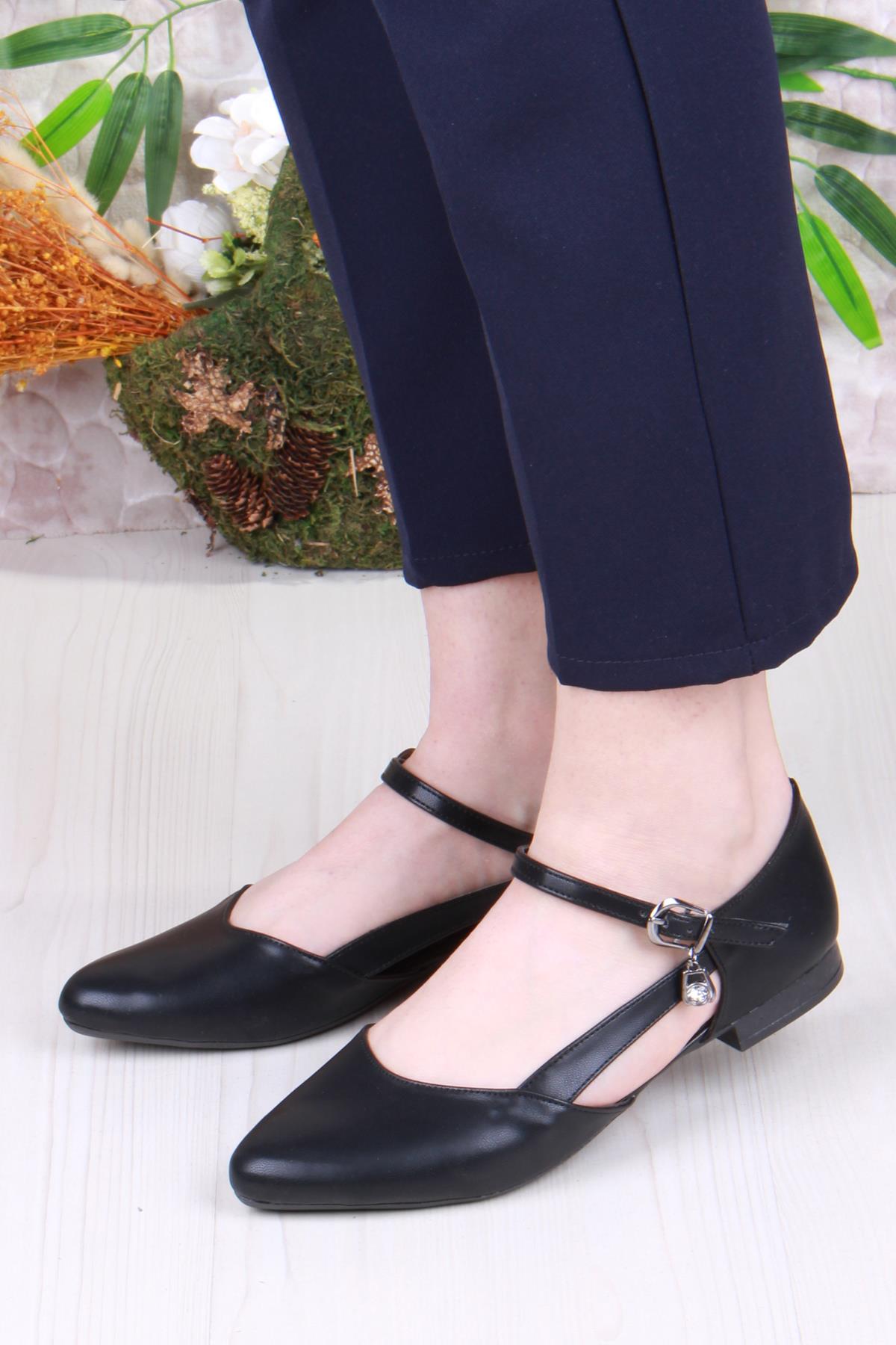 01-634 Soft Toka Detaylı Şık Ev İş Ofis Rahat Günlük Ayakkabı Kadın Babet - Görsel 3