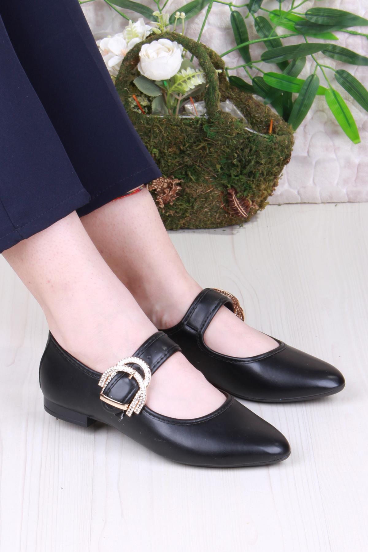 01-628 Soft Taş Toka Detaylı Rahat Kadın Babet - Görsel 2