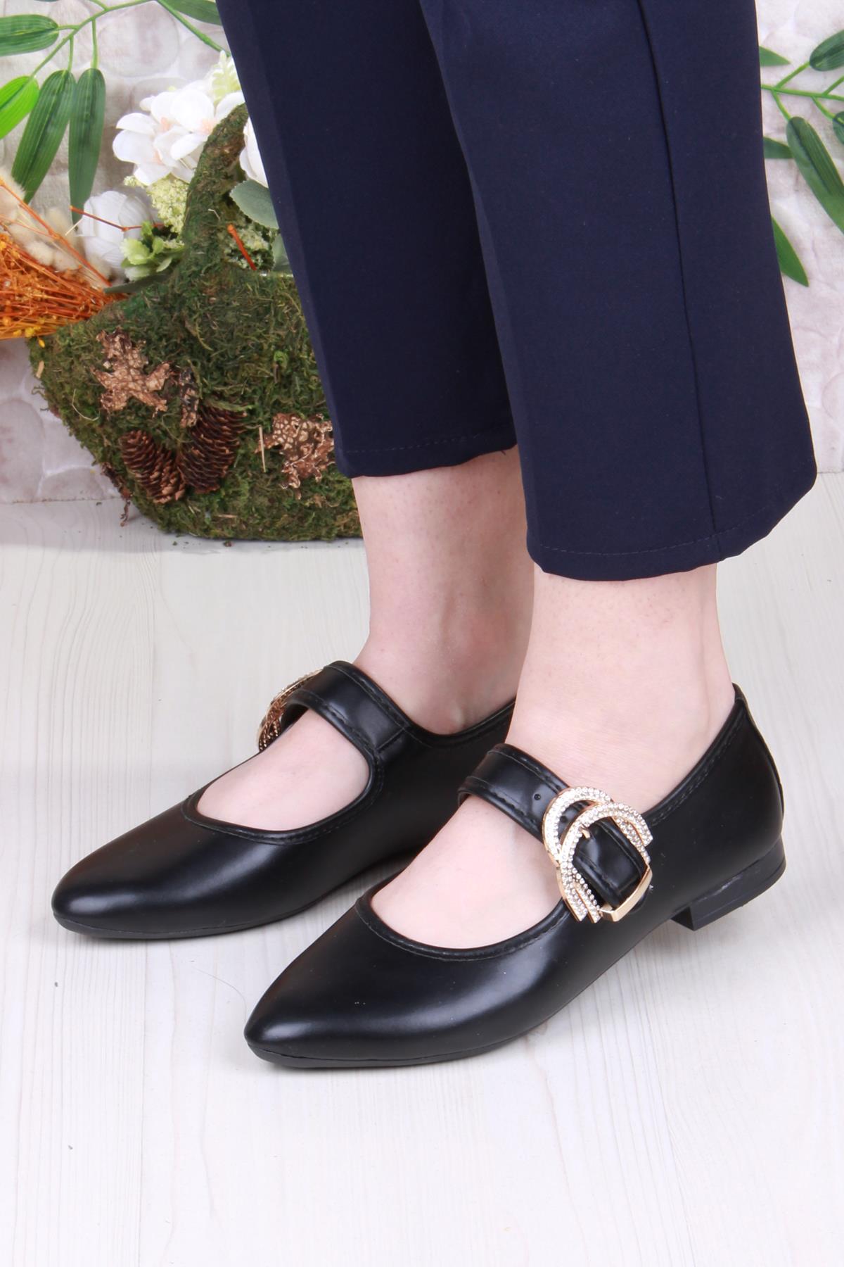 01-628 Soft Taş Toka Detaylı Rahat Kadın Babet - Görsel 3