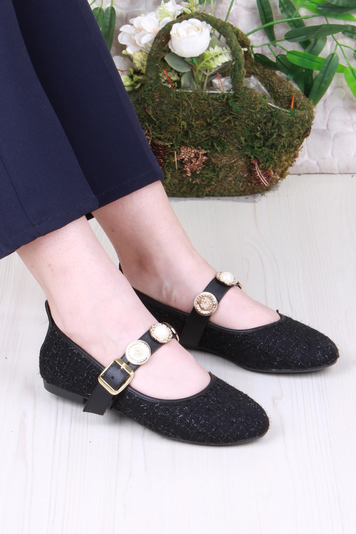 01-632 Soft Toka Detaylı Şık Ev İş Ofis Rahat Günlük Ayakkabı Kadın Babet - Görsel 2