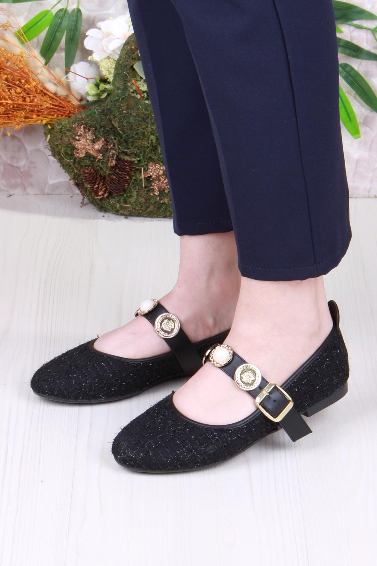 01-632 Soft Toka Detaylı Şık Ev İş Ofis Rahat Günlük Ayakkabı Kadın Babet - Görsel 3