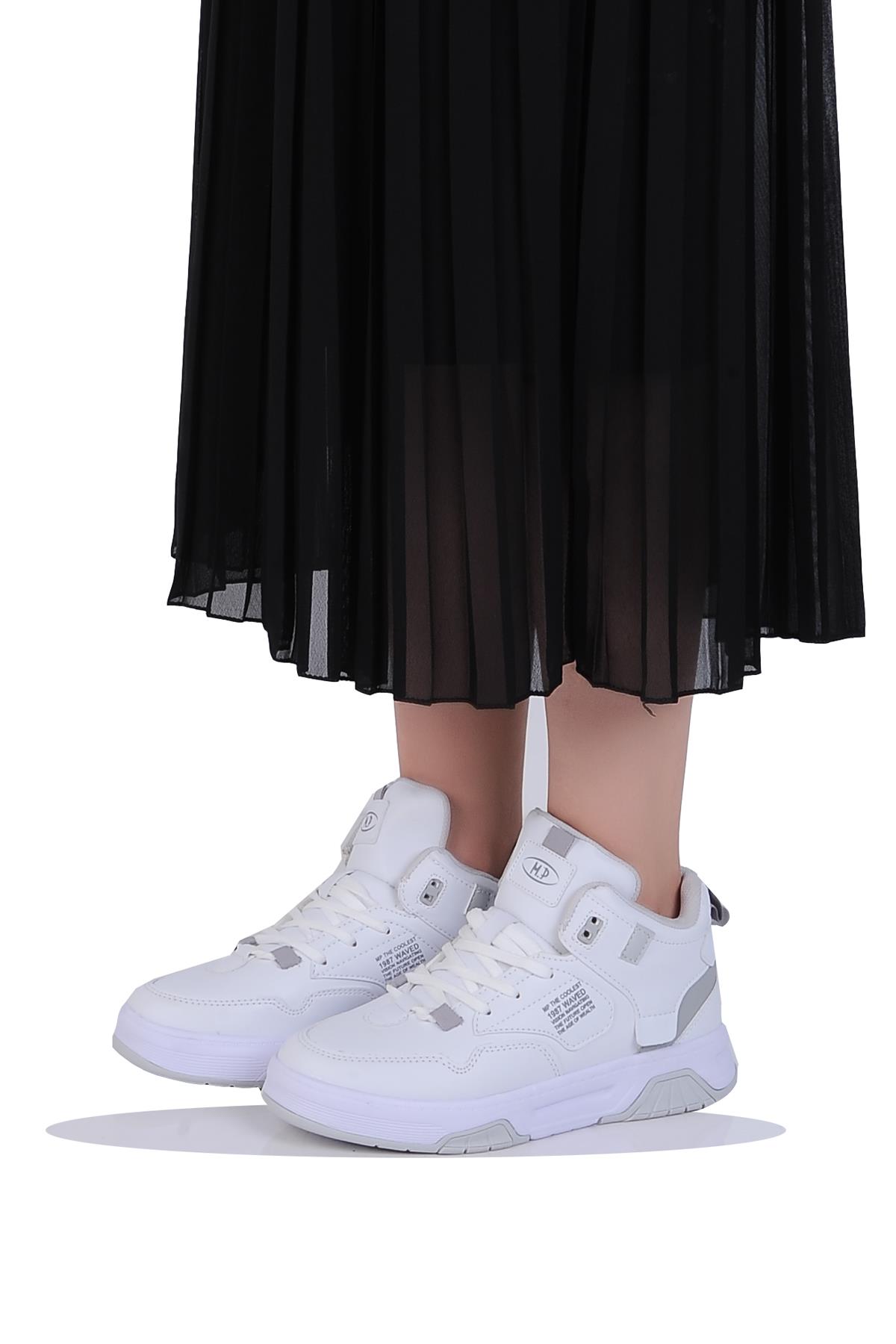 Mp 242-2063Zn Beyaz Kadın Uzun Basket Spor Ayakkabı - Görsel 3