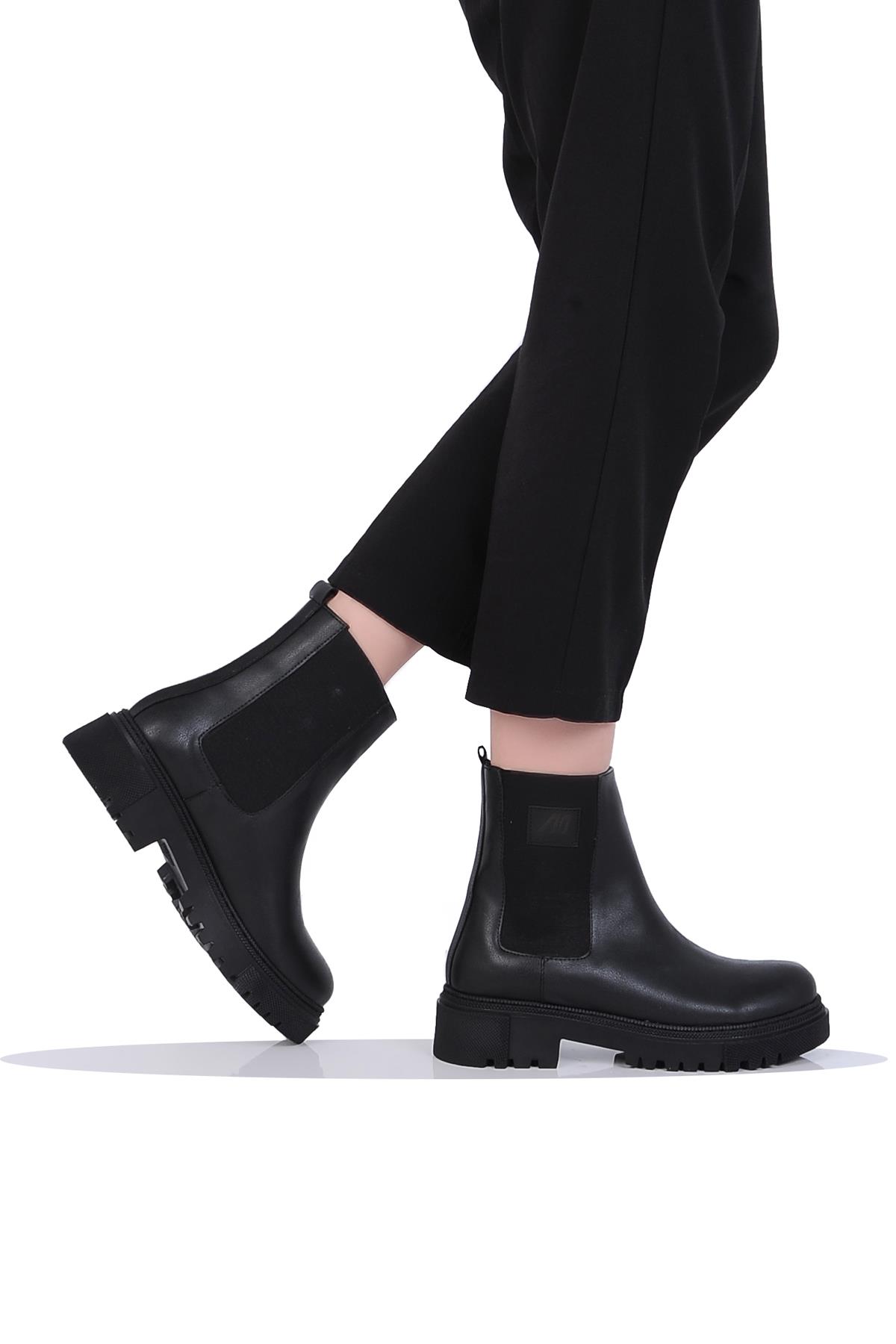 Mp 242-2206Zn Siyah Kadın Kışlık Düz Bot Ayakkabı - Görsel 2