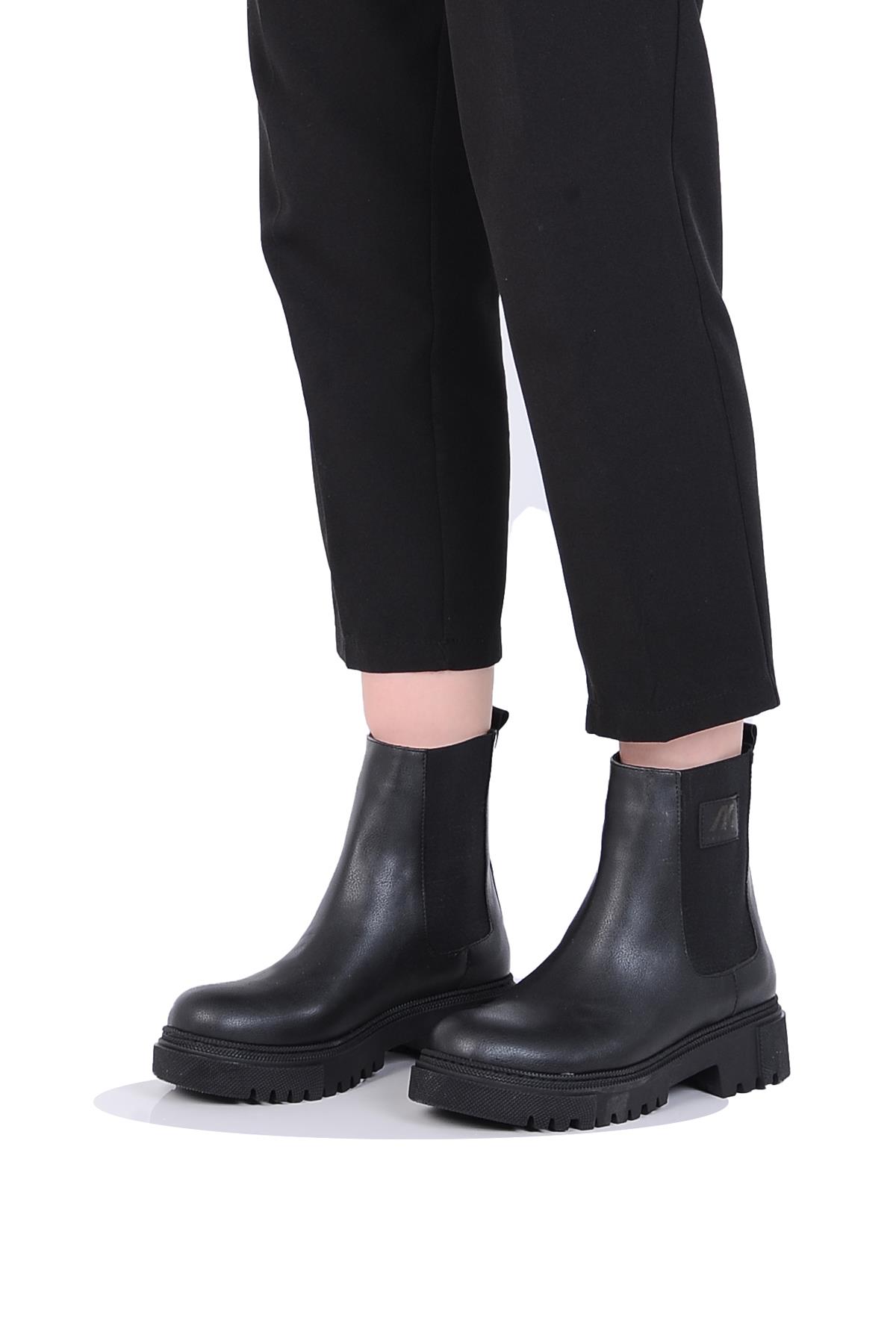 Mp 242-2206Zn Siyah Kadın Kışlık Düz Bot Ayakkabı - Görsel 3