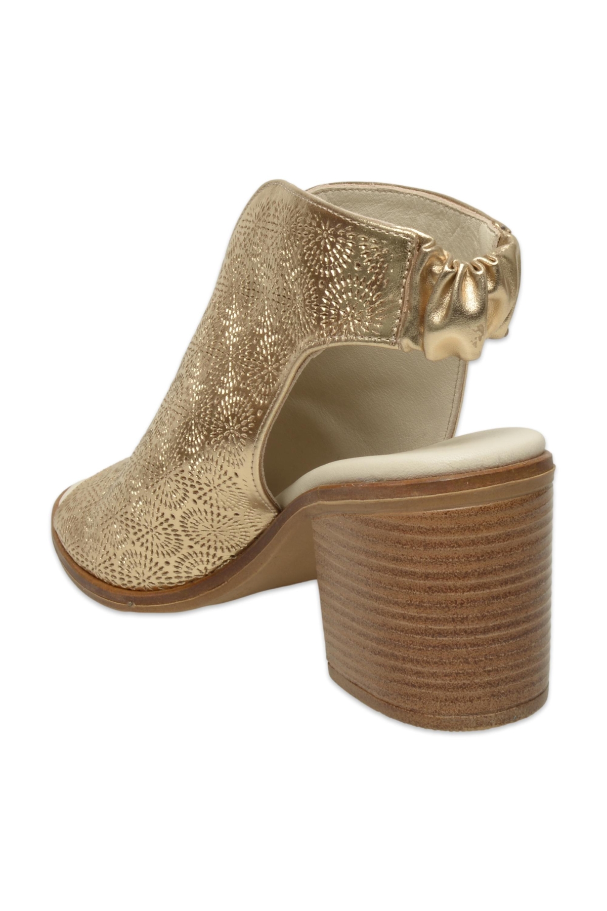 D25Ys-2915 Günlük Kalin Topuklu Altın Kadın Sandalet - Görsel 5