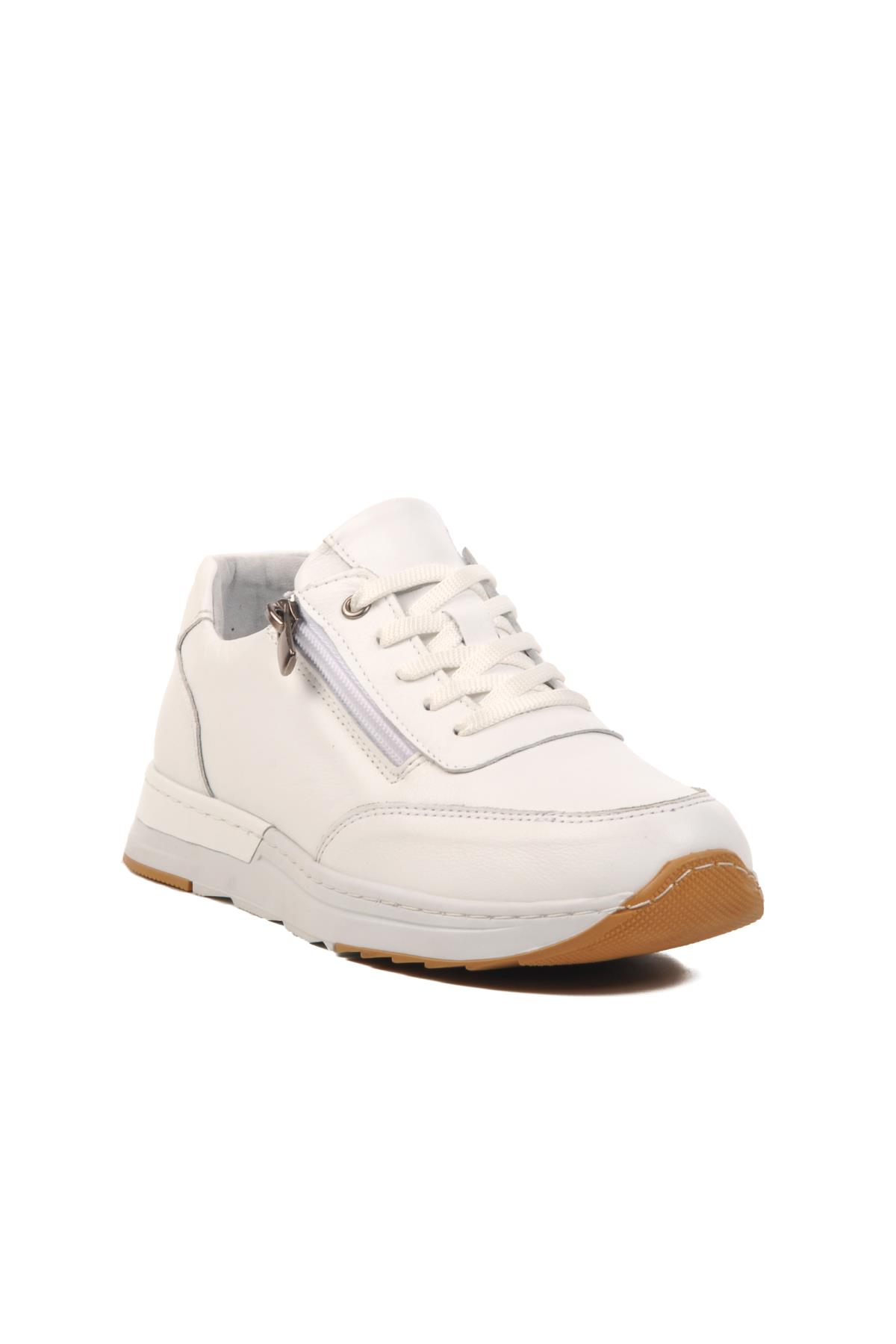 Beyaz Hakiki Deri Anatomik Kadın Casual Ayakkabı AY385 Z - Görsel 2