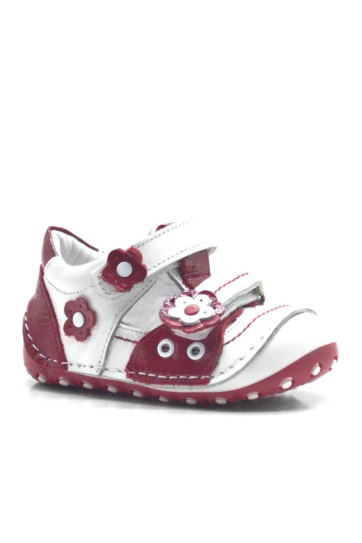 Hakiki Deri Kırmızı Cırtlı Yazlık İlk Adım Ayakkabı - Görsel 2