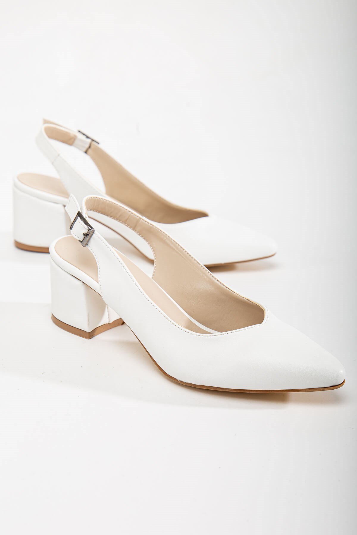 Arkası Açık Kadın Topuklu Ayakabı 41-42 BEYAZ CİLT - Görsel 2