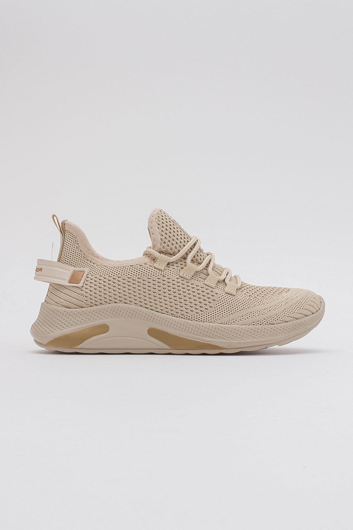 Bağcıklı Triko Erkek Spor Ayakkabı 45-47 BEJ - Görsel 3