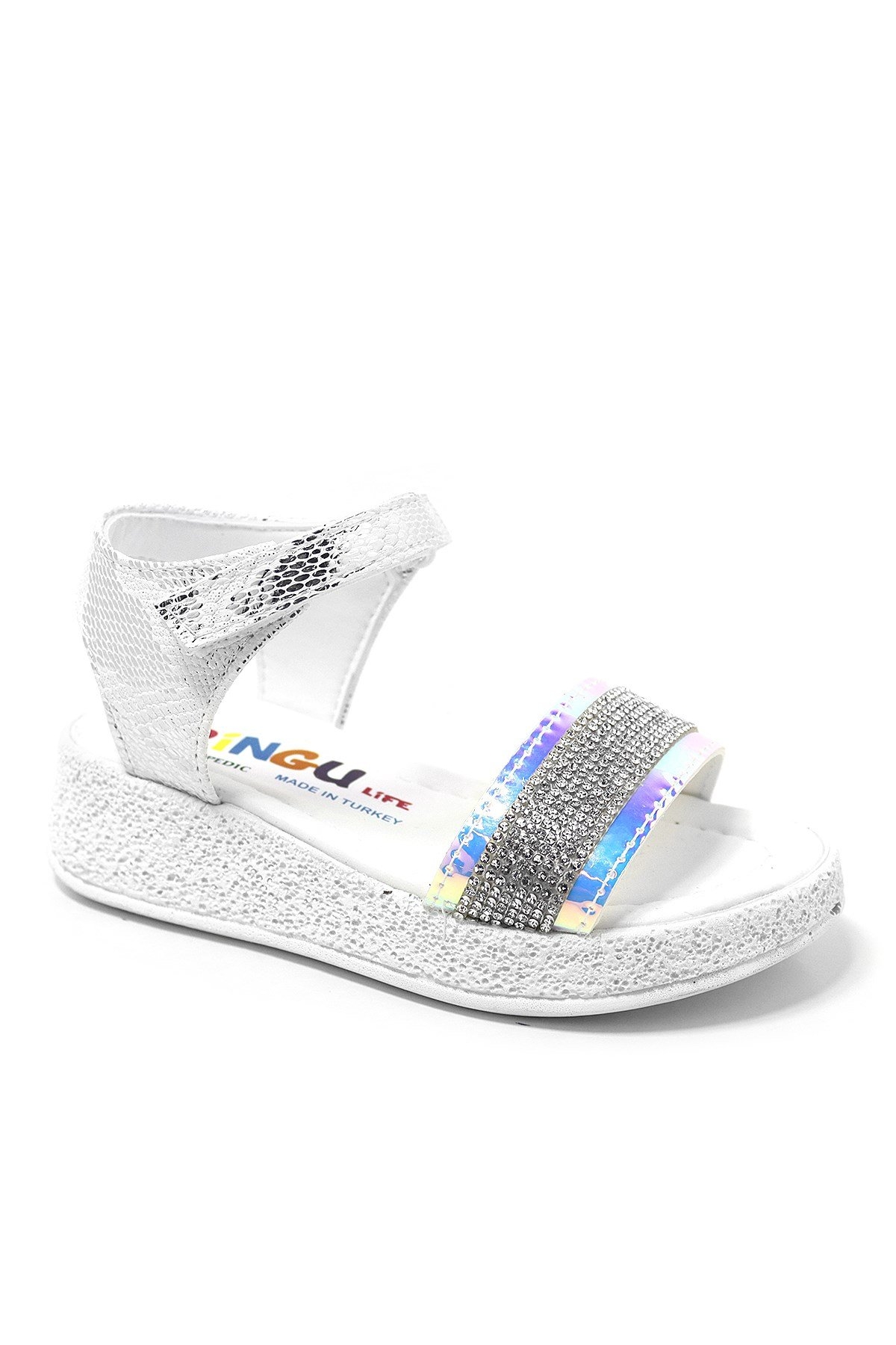 Artico Pingu Gloria Gümüş Taşlı Kız Çocuk Sandalet - Görsel 2