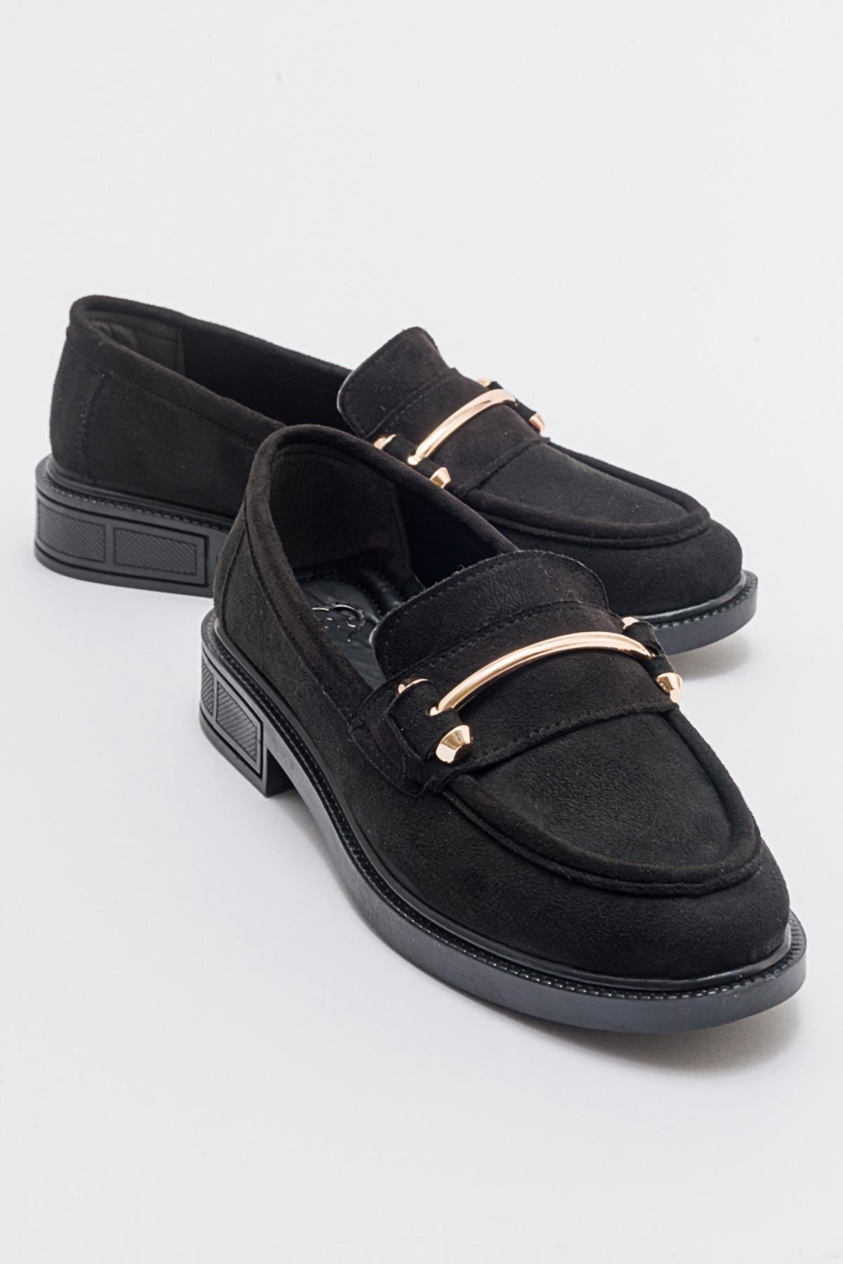 Kadın İnce Tokalı Ayakkabı SİYAH SÜET - Görsel 2
