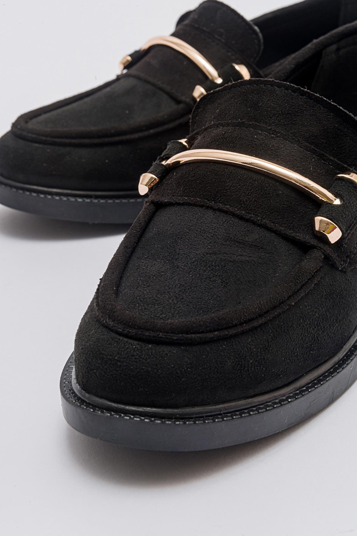 Kadın İnce Tokalı Ayakkabı SİYAH SÜET - Görsel 4