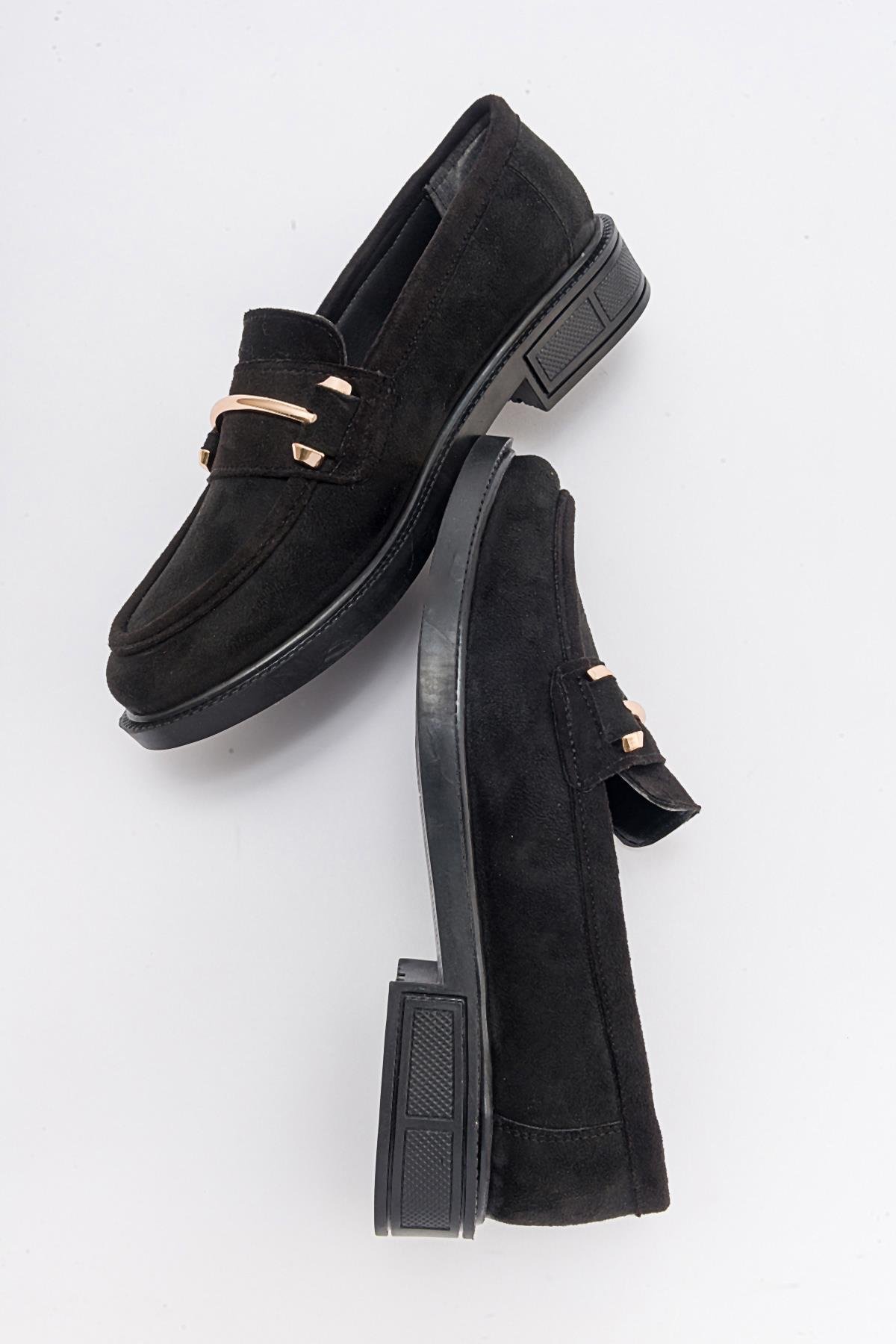 Kadın İnce Tokalı Ayakkabı SİYAH SÜET - Görsel 7