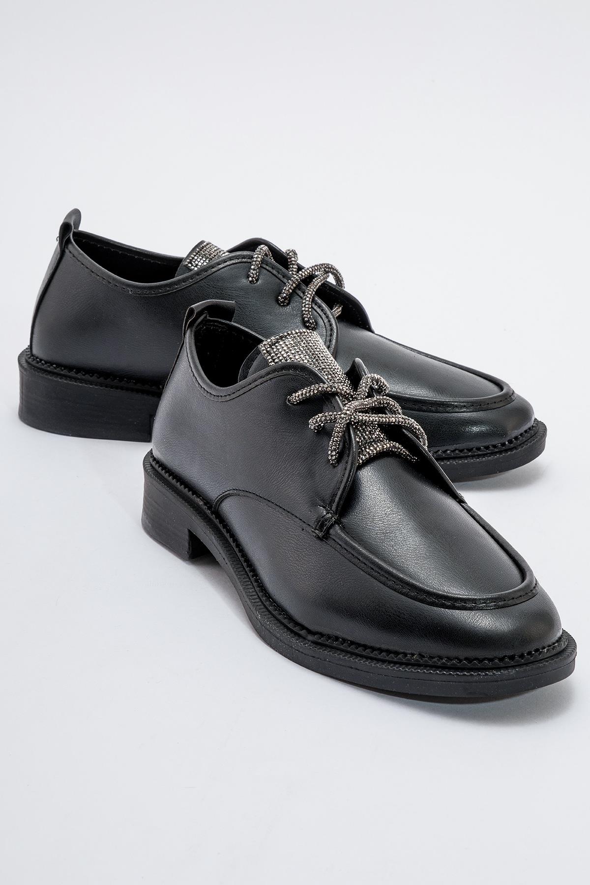 Kaydırmaz Kadın Taşlı Ayakkabı SİYAH CİLT - Görsel 2