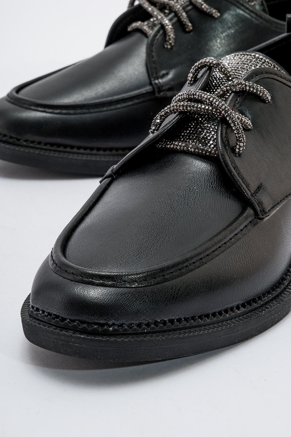 Kaydırmaz Kadın Taşlı Ayakkabı SİYAH CİLT - Görsel 4