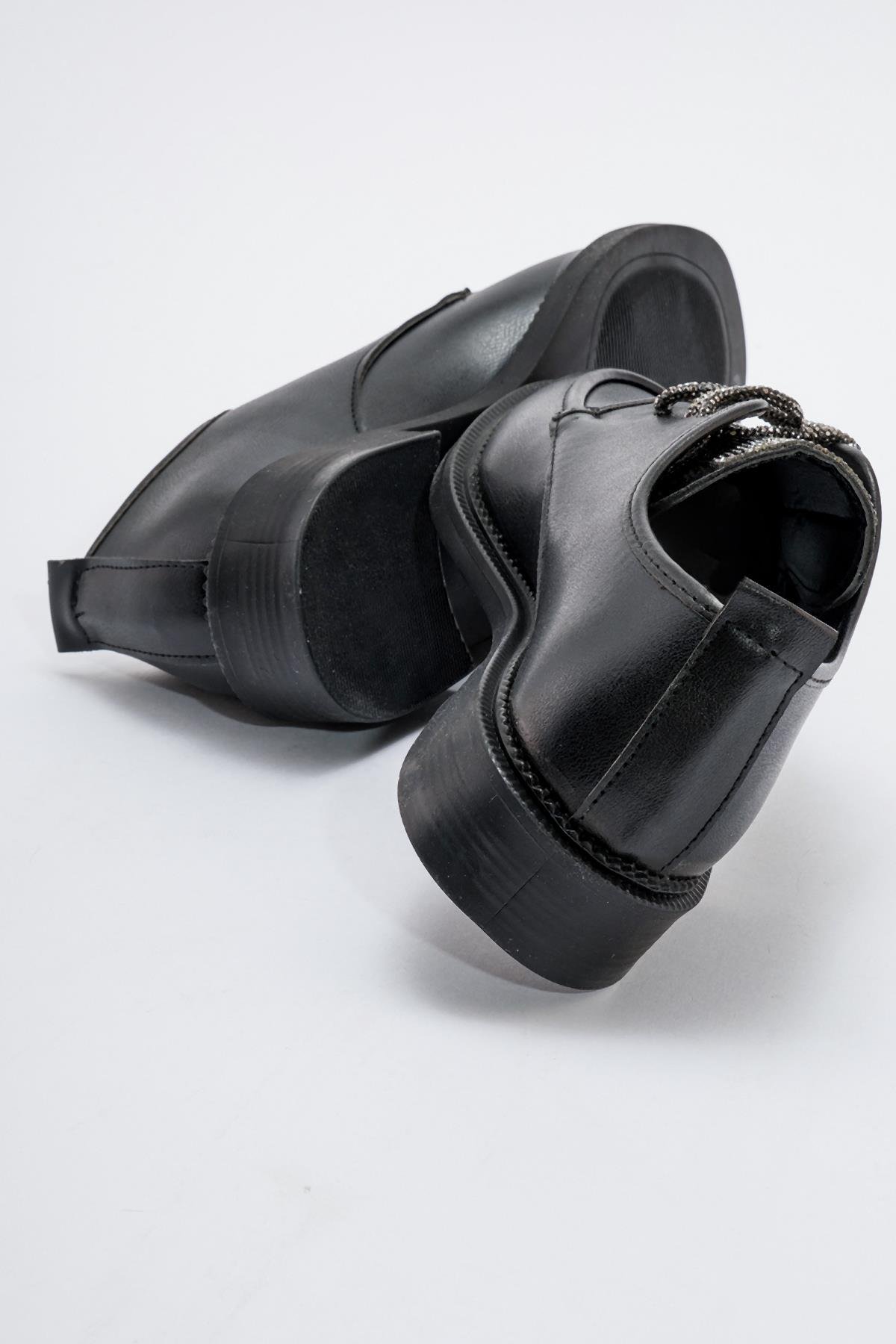 Kaydırmaz Kadın Taşlı Ayakkabı SİYAH CİLT - Görsel 5