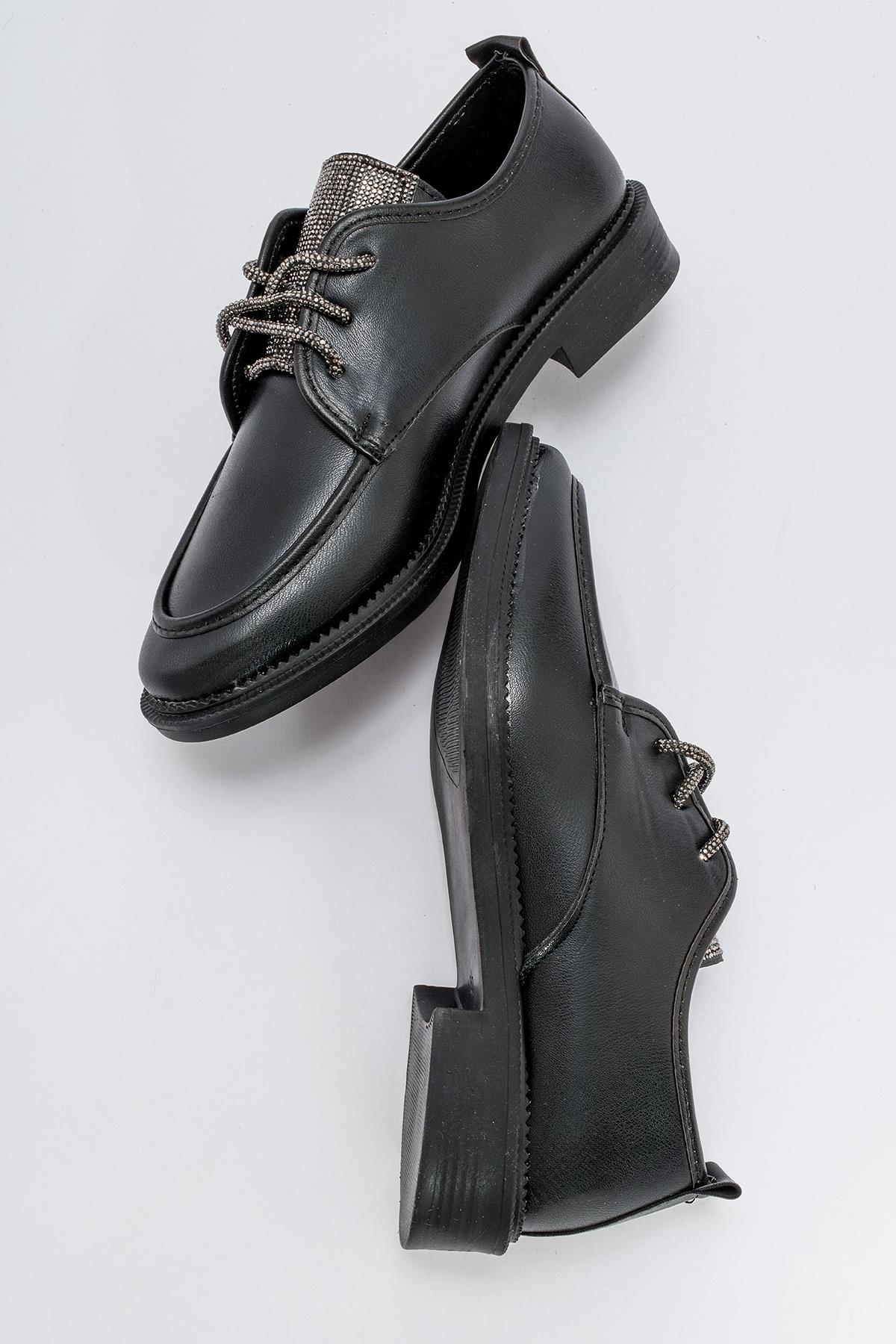 Kaydırmaz Kadın Taşlı Ayakkabı SİYAH CİLT - Görsel 7