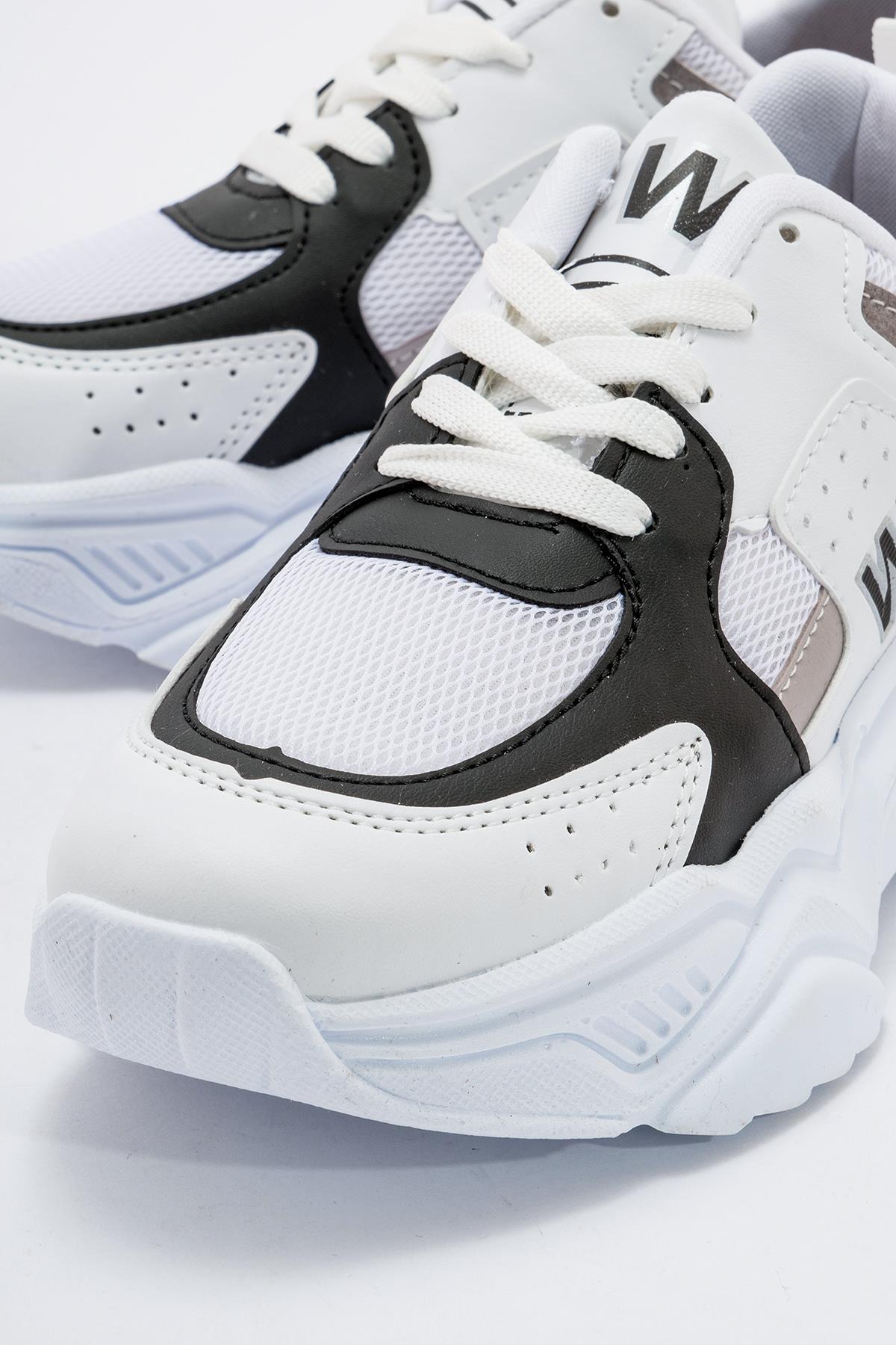 Kadın Anorak Spor Ayakkabı BEYAZ SİYAH - Görsel 4