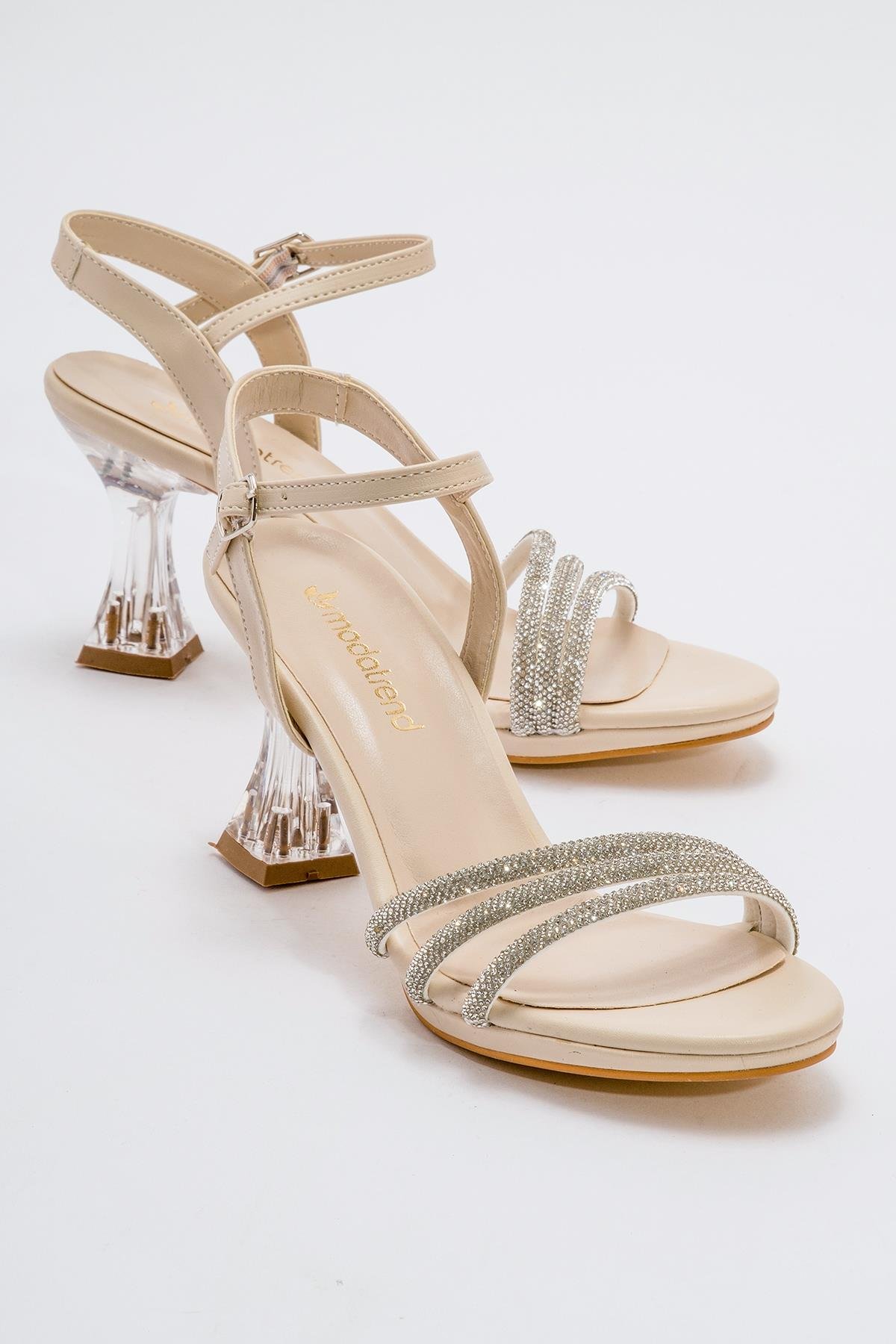 Kadın Taşlı Topuklu Sandalet TEN CİLT - Görsel 2