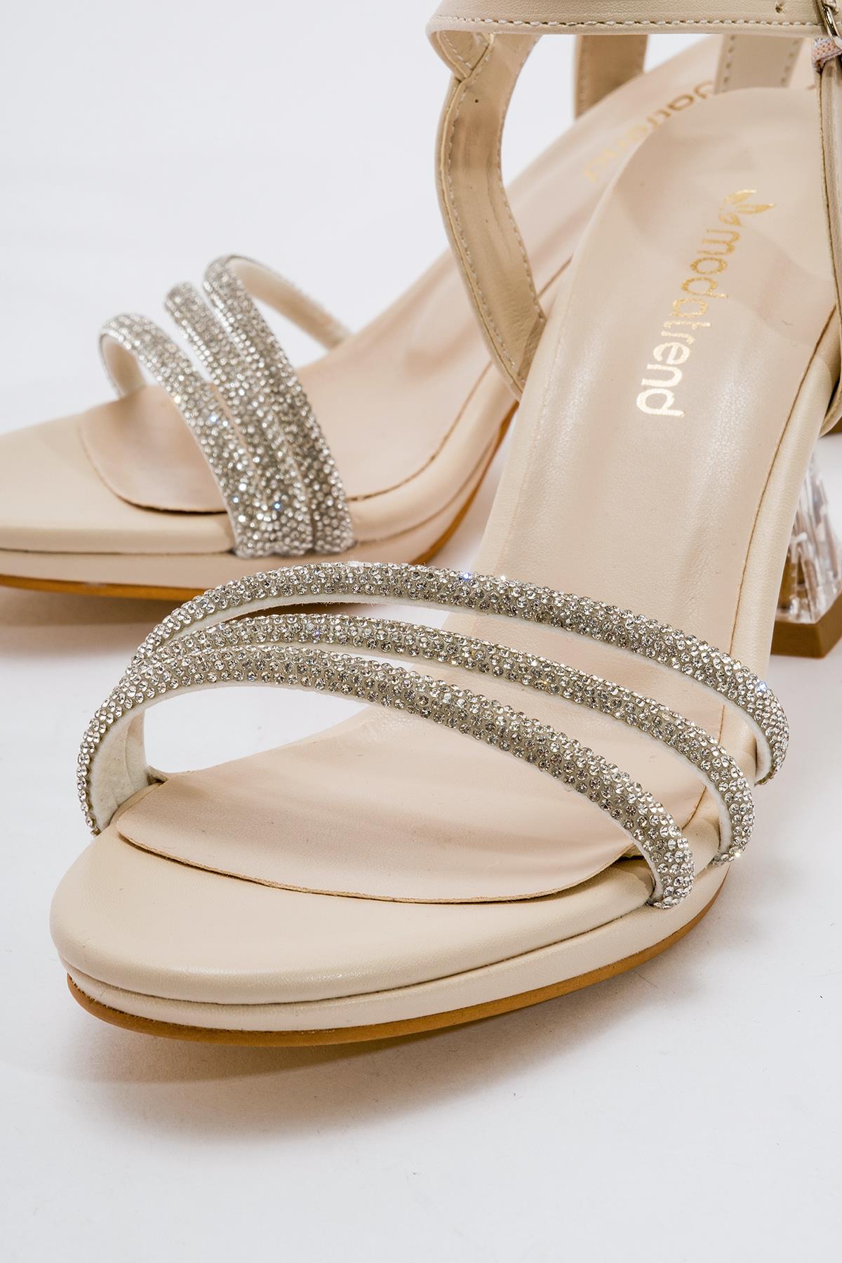 Kadın Taşlı Topuklu Sandalet TEN CİLT - Görsel 4