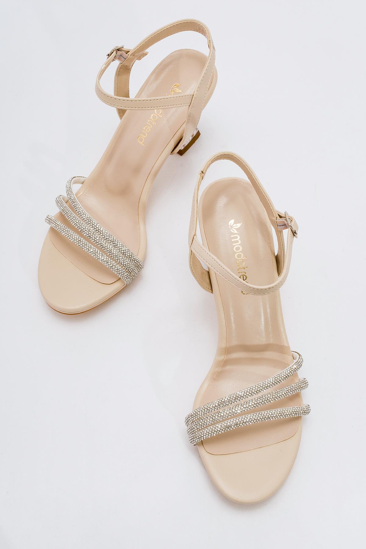 Kadın Taşlı Topuklu Sandalet TEN CİLT - Görsel 6