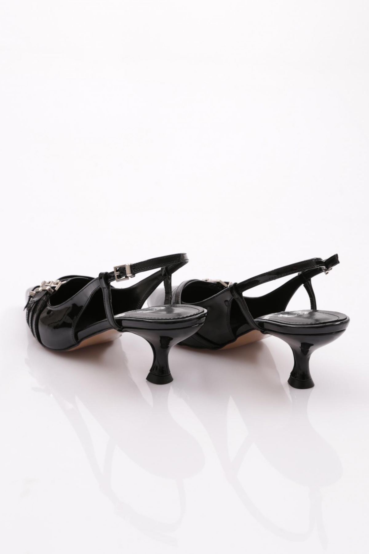 6851 Kadin Kemer Detayli Topuklu Abiye Ayakkabi - Görsel 4