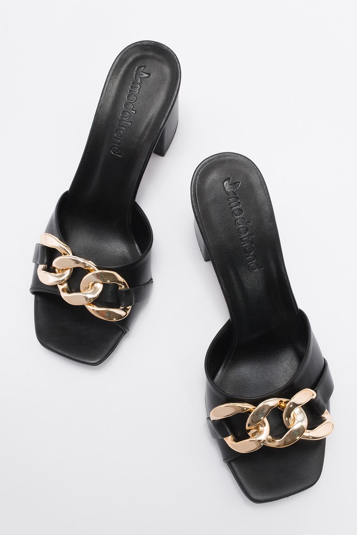 Kadın Tokalı Terlik SİYAH CİLT - Görsel 6