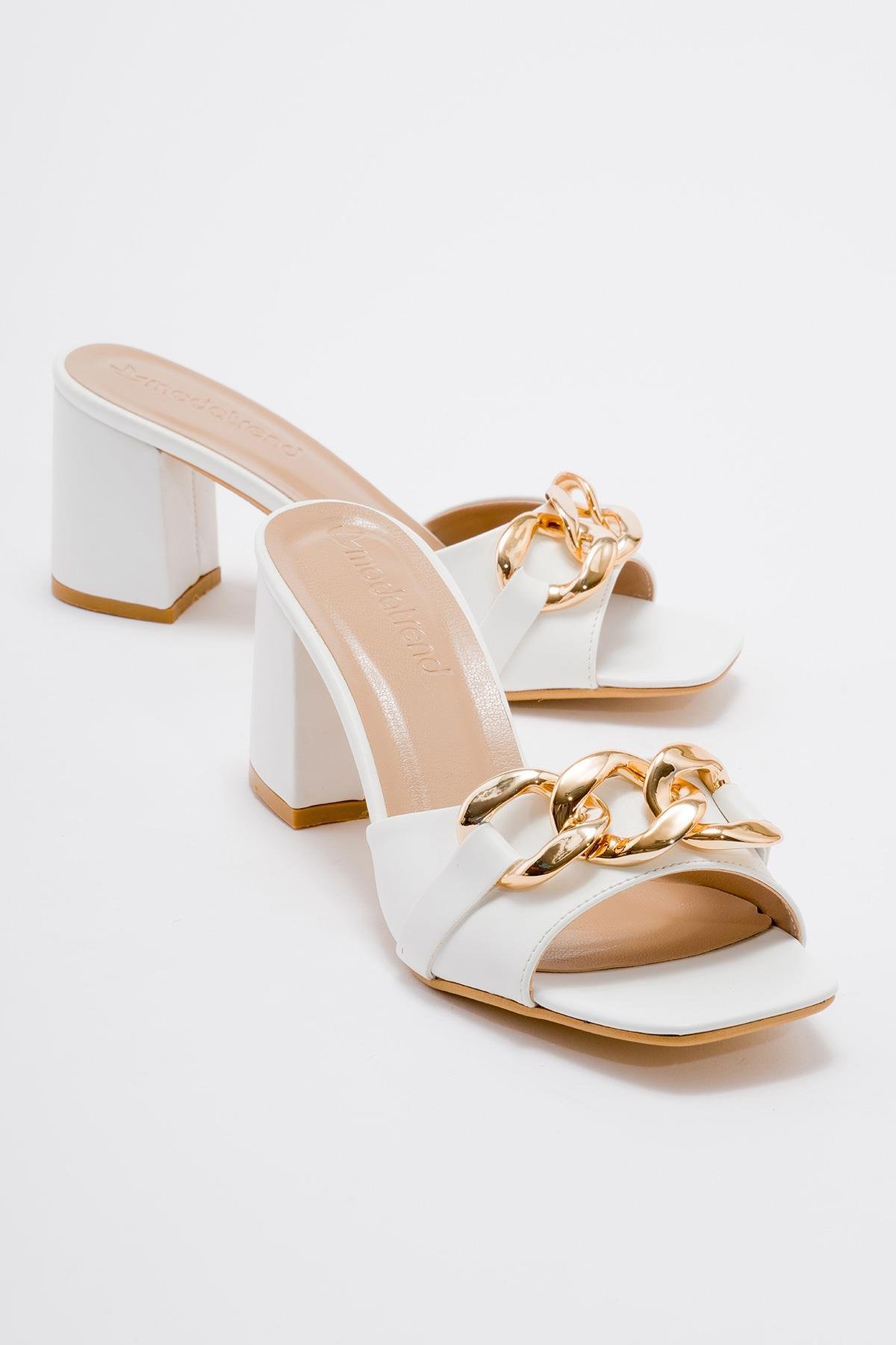 Kadın Tokalı Terlik BEYAZ CİLT - Görsel 2