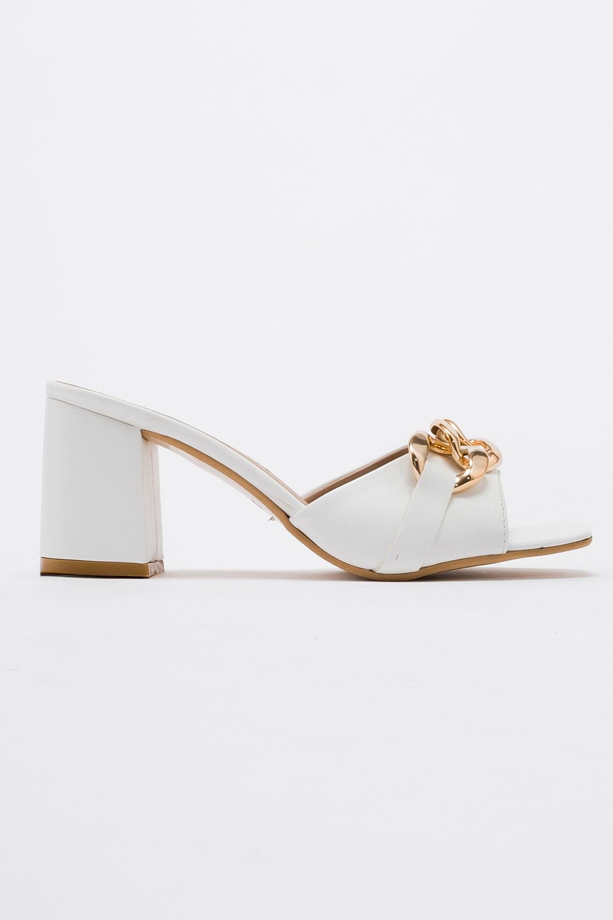 Kadın Tokalı Terlik BEYAZ CİLT - Görsel 3