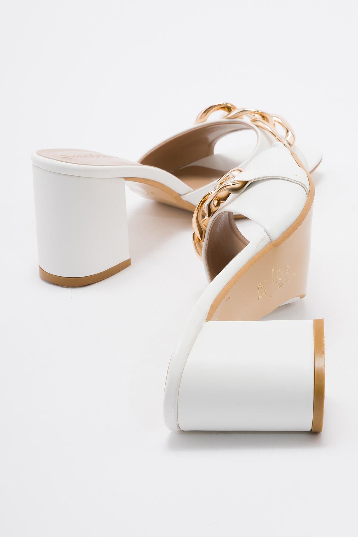 Kadın Tokalı Terlik BEYAZ CİLT - Görsel 5