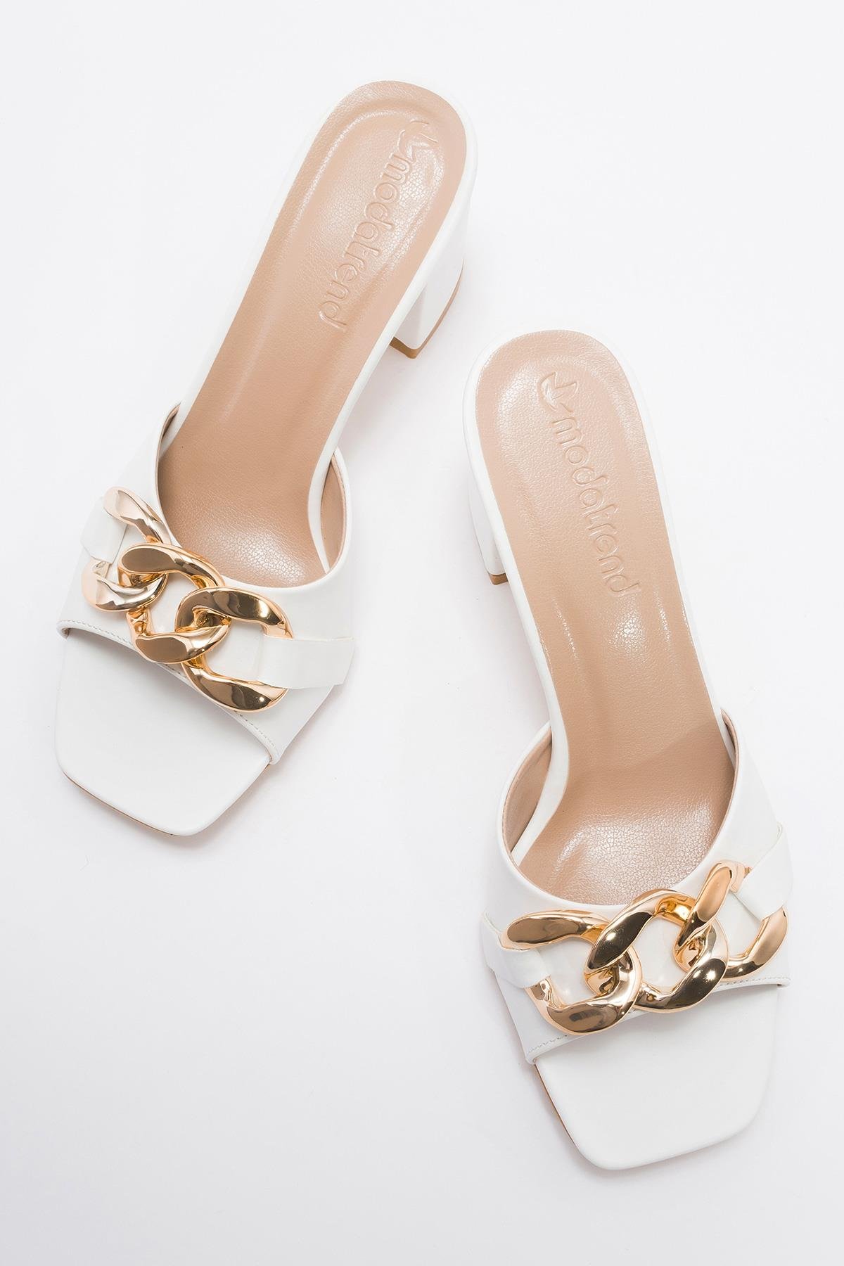 Kadın Tokalı Terlik BEYAZ CİLT - Görsel 6