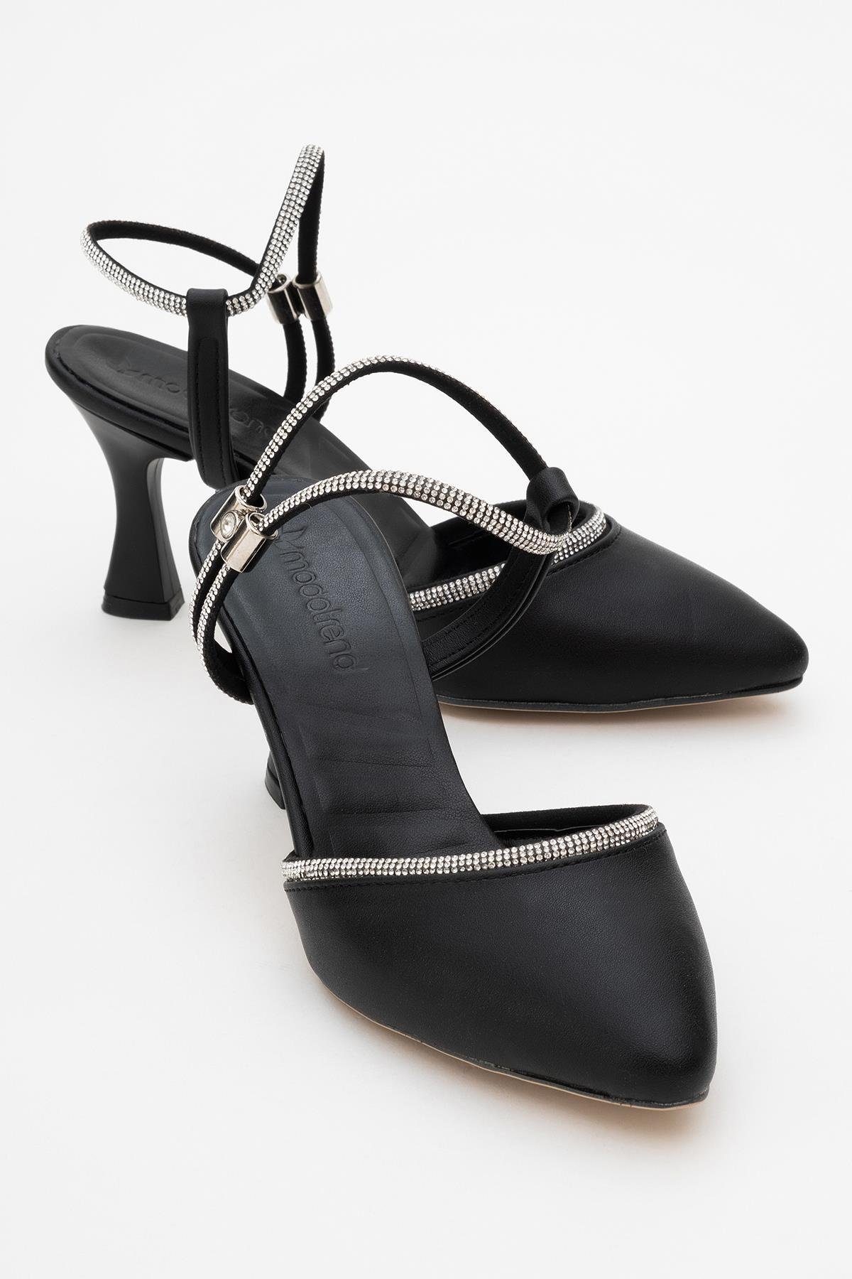 Kadın Tek Bantlı Topuklu Sandalet SİYAH CİLT - Görsel 2