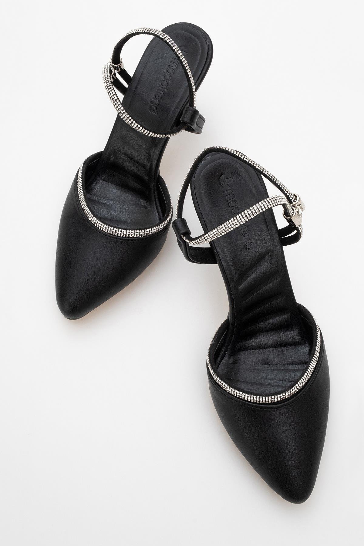 Kadın Tek Bantlı Topuklu Sandalet SİYAH CİLT - Görsel 6