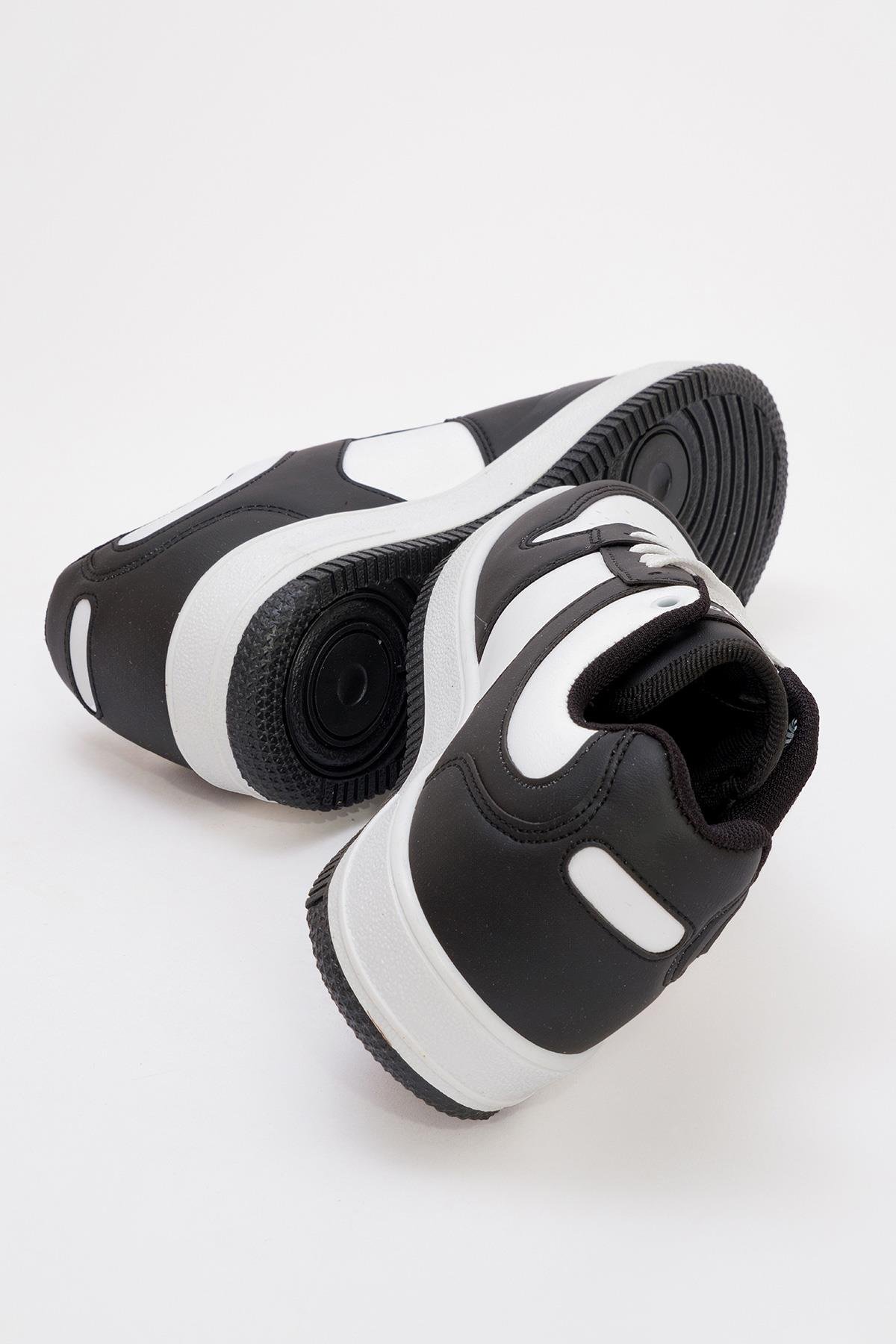 Bağcıklı Erkek Spor Ayakkabı BEYAZ SİYAH - Görsel 5