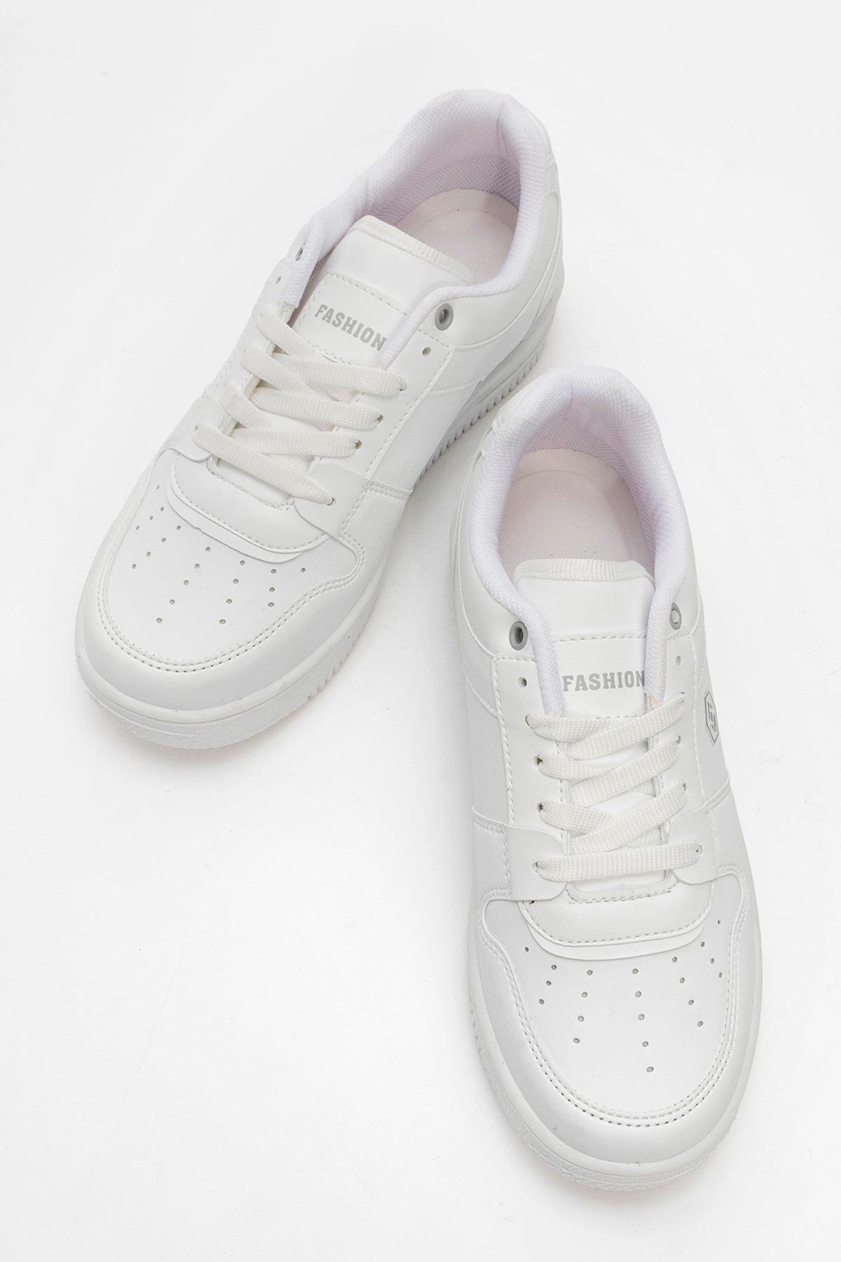 Bağcıklı Erkek Spor Ayakkabı BEYAZ BEYAZ - Görsel 6