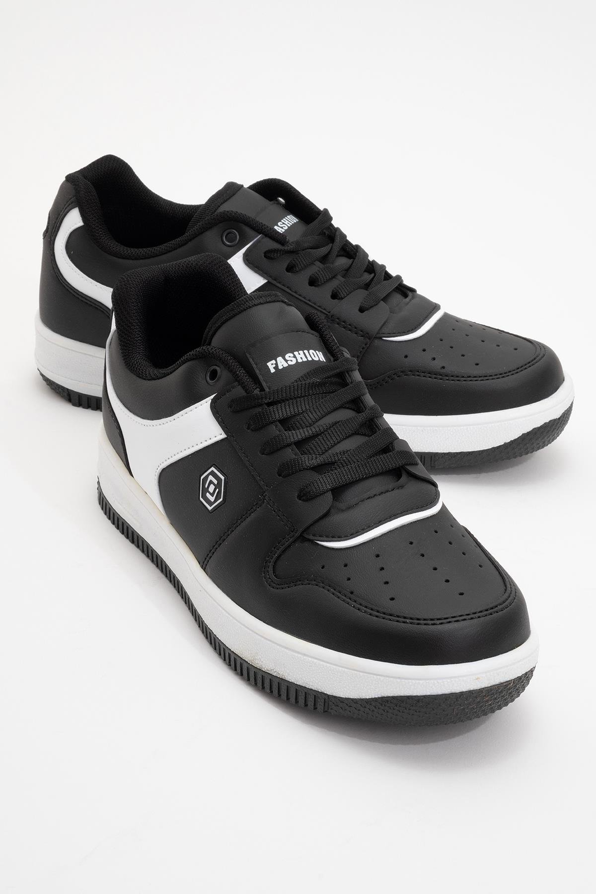Bağcıklı Erkek Spor Ayakkabı SİYAH BEYAZ - Görsel 2