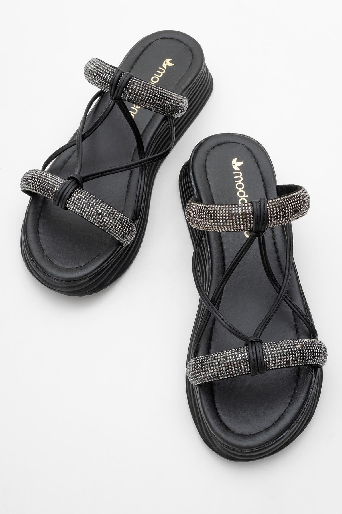 Kadın Taşlı Düz Terlik SİYAH SİYAH - Görsel 6