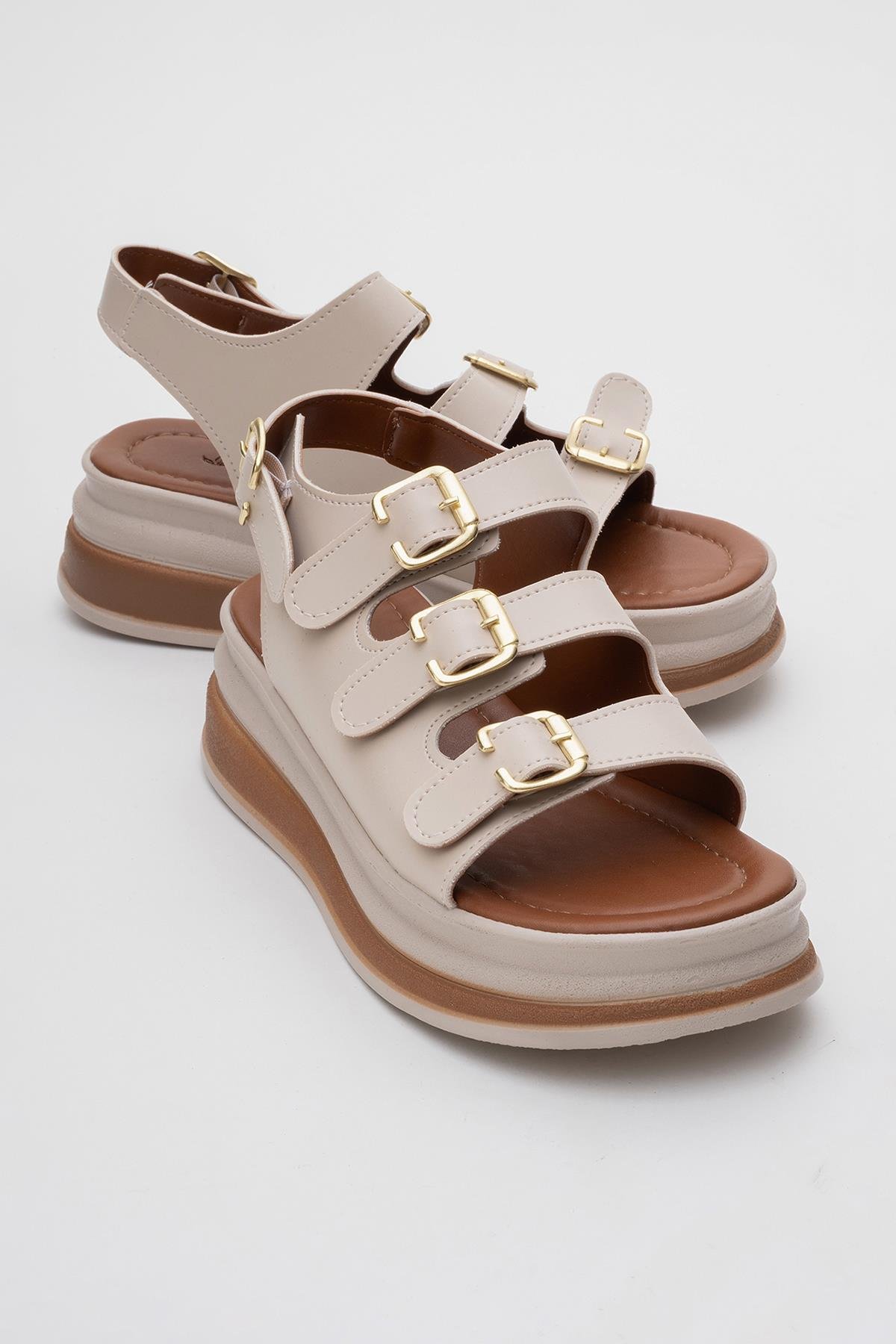 Kadın Tokalı Sandalet BEJ - Görsel 2