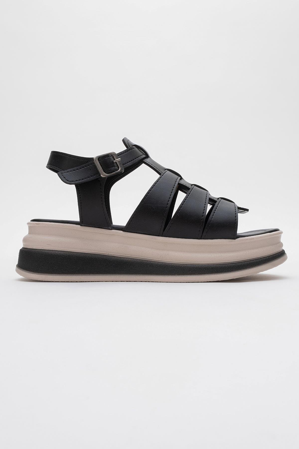 Kadın Geçmeli Sandalet SİYAH - Görsel 3