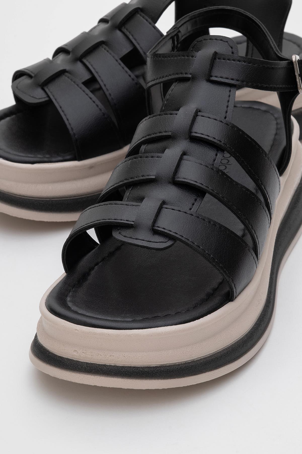 Kadın Geçmeli Sandalet SİYAH - Görsel 4