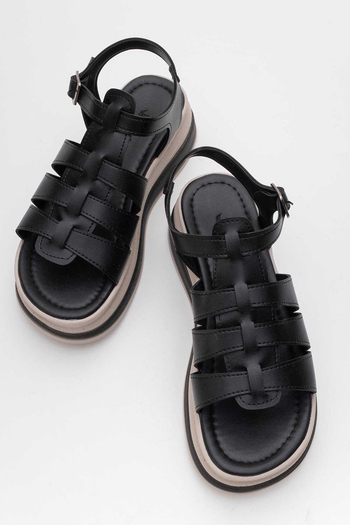 Kadın Geçmeli Sandalet SİYAH - Görsel 6